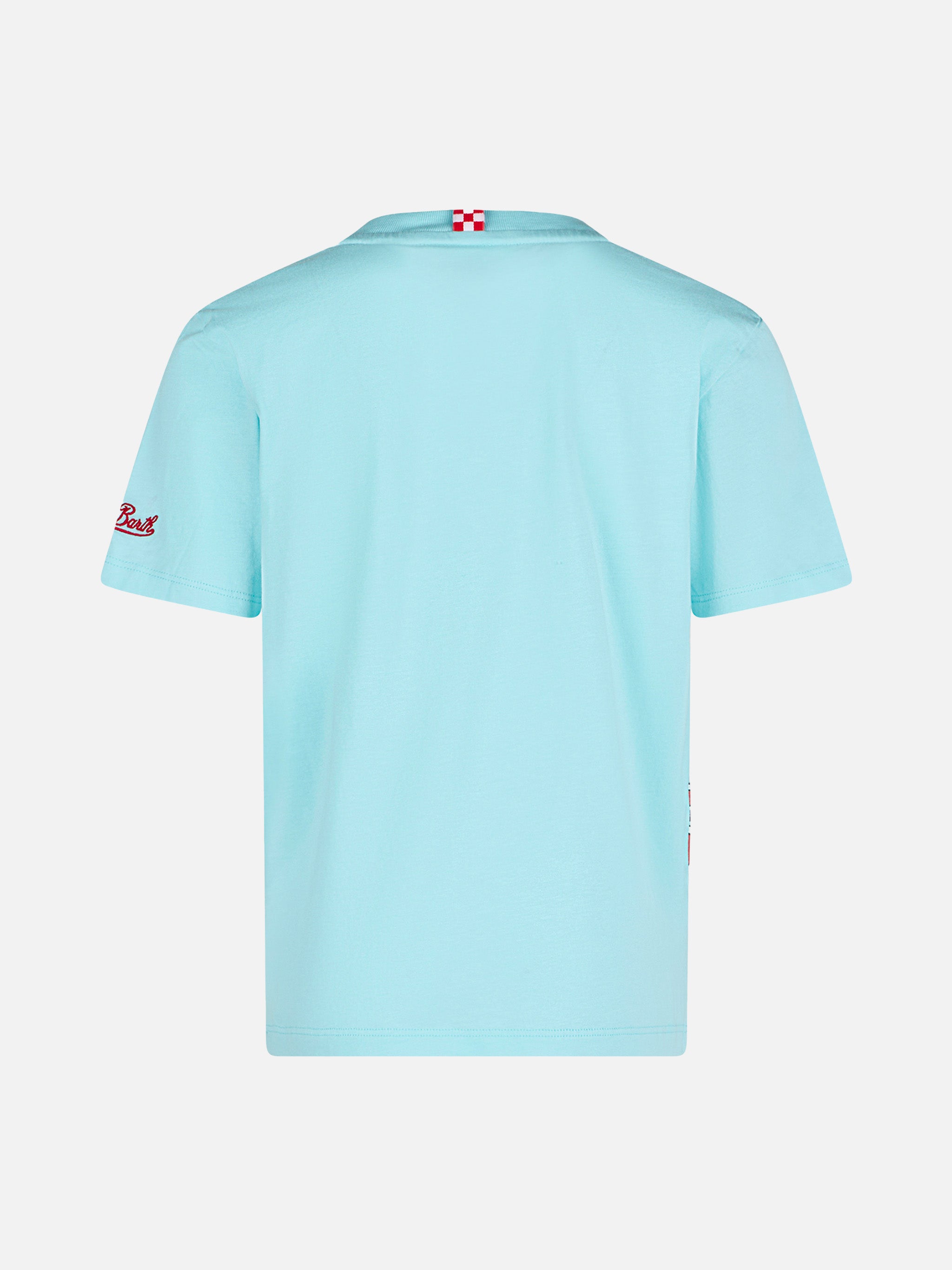 mc2-saint-barth-t-shirt-bambino-verde-acqua-cotone-stampa-hot-wheels-special-edi image 3