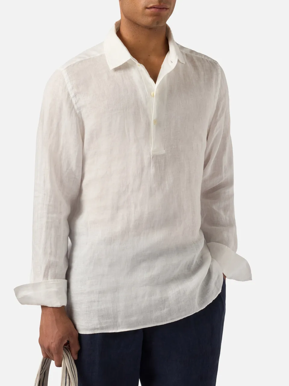 mc2-saint-barth-raphael-polo-uomo-maniche-lunghe-lino-bianco image 1