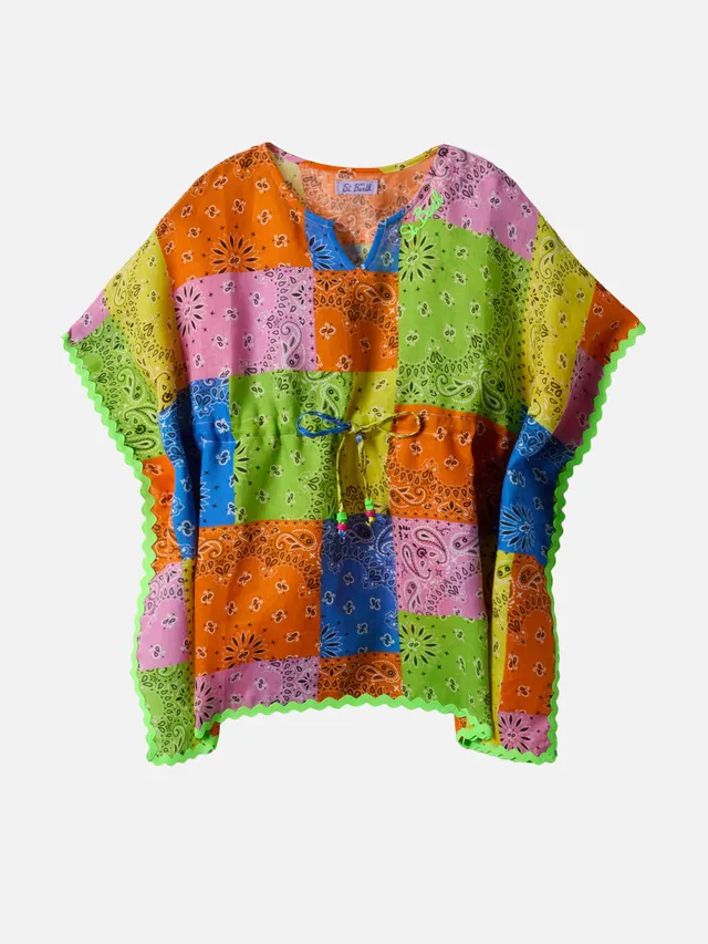 mc2-saint-barth-poncho-kate-bambina-stampa-bandana-multicolore image 1