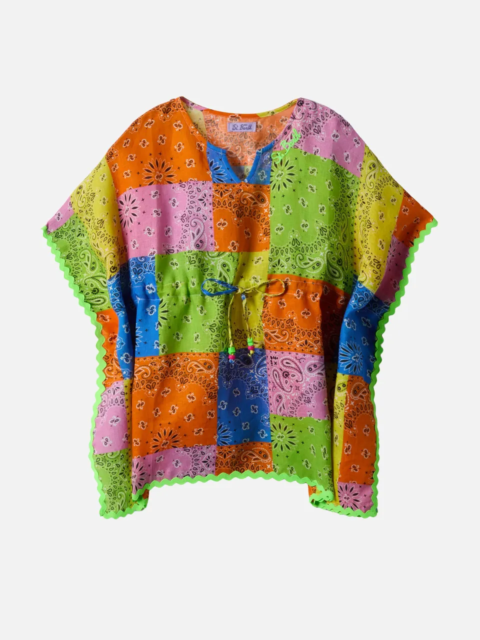 mc2-saint-barth-poncho-kate-bambina-stampa-bandana-multicolore image 1