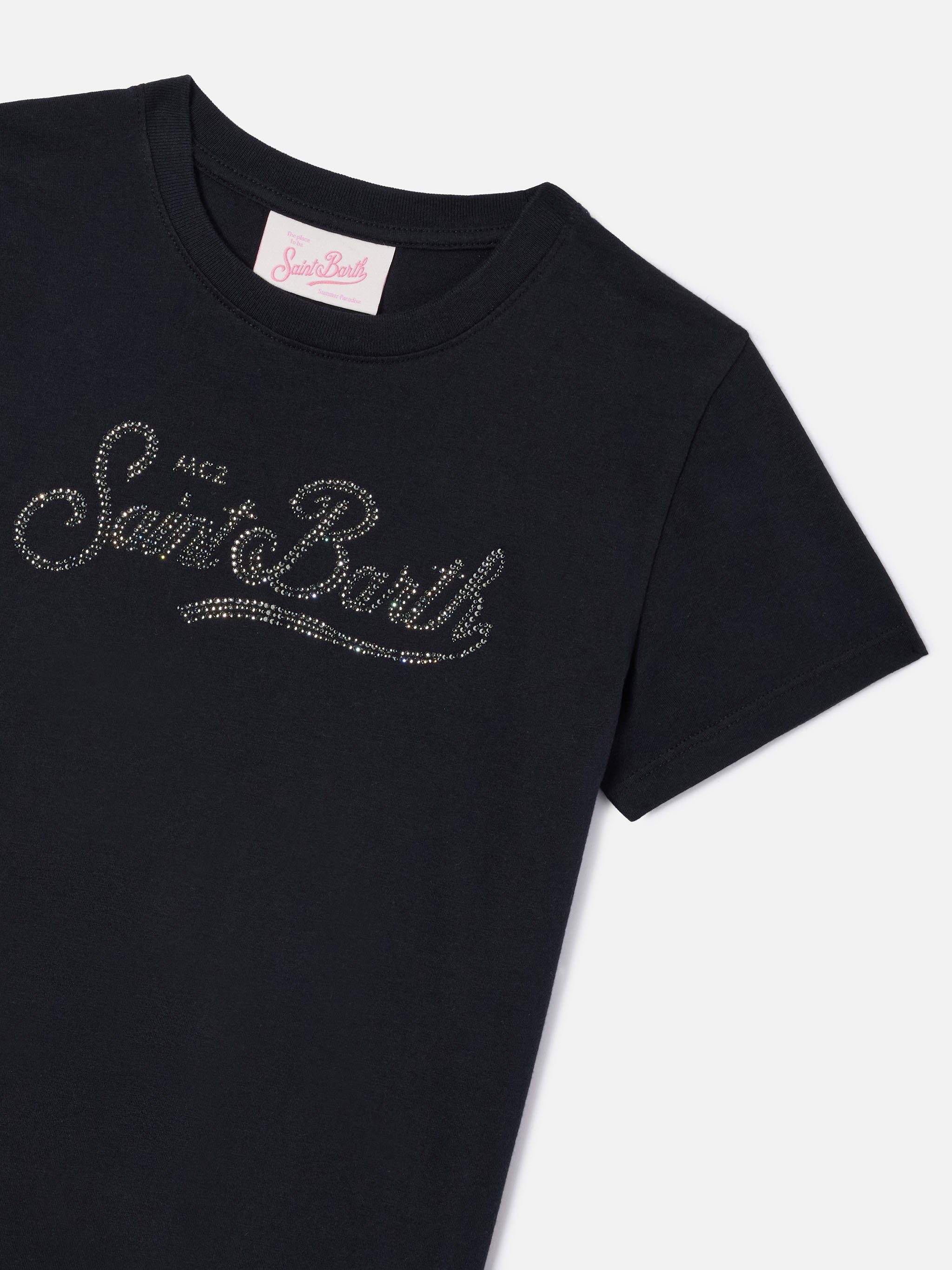 mc2-saint-barth-t-shirt-elly-da-bambina-in-puro-cotone-nero-con-applicazione-sai image 2