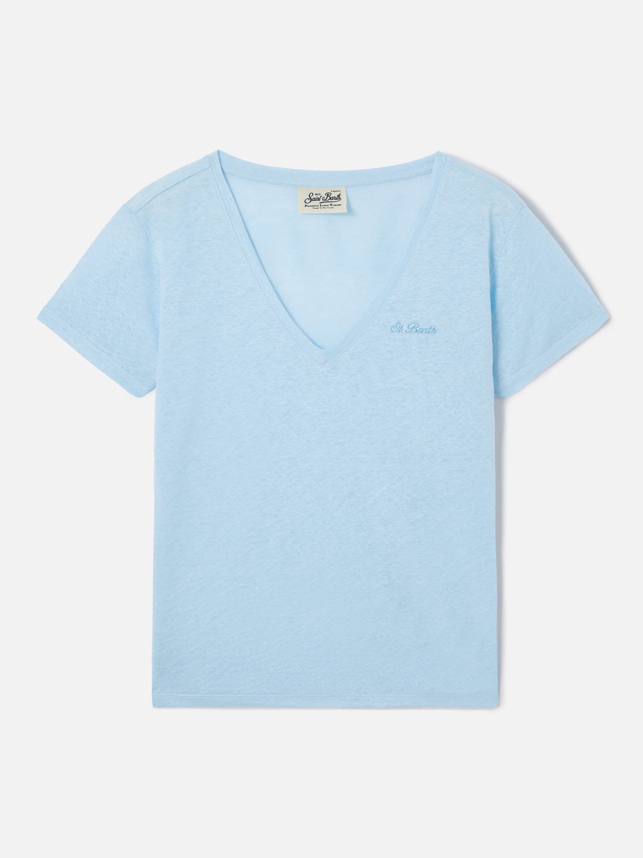 mc2-saint-barth-t-shirt-eloise-in-lino-azzurro-con-logo-ricamato image 1