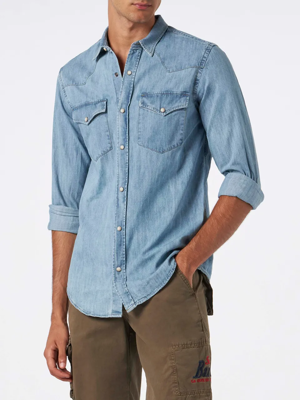 mc2-saint-barth-sikelia-camicia-uomo-in-cotone-denim-effetto-vintage image 1