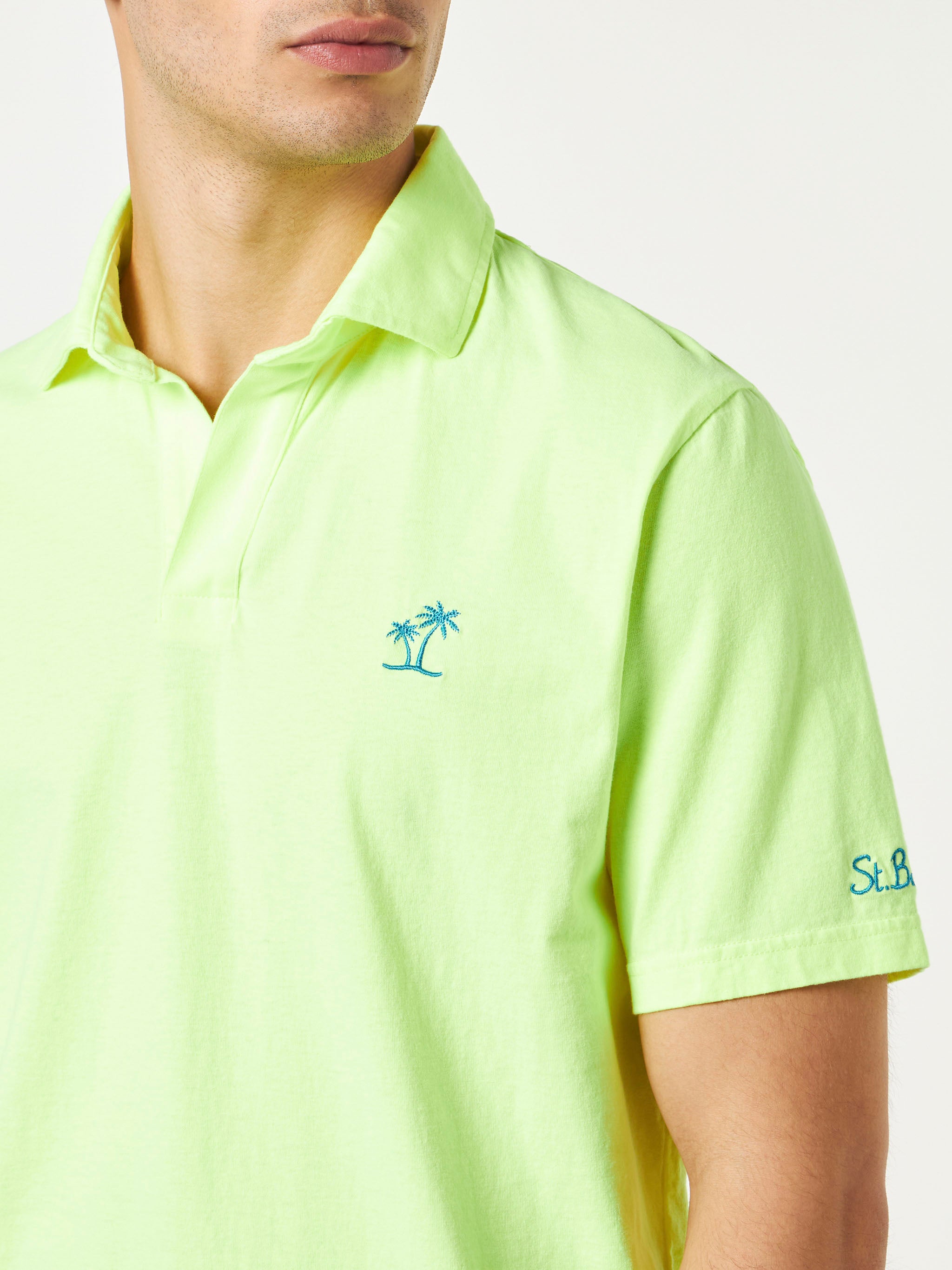 mc2-saint-barth-brighton-polo-uomo-in-jersey-giallo-fluo image 2