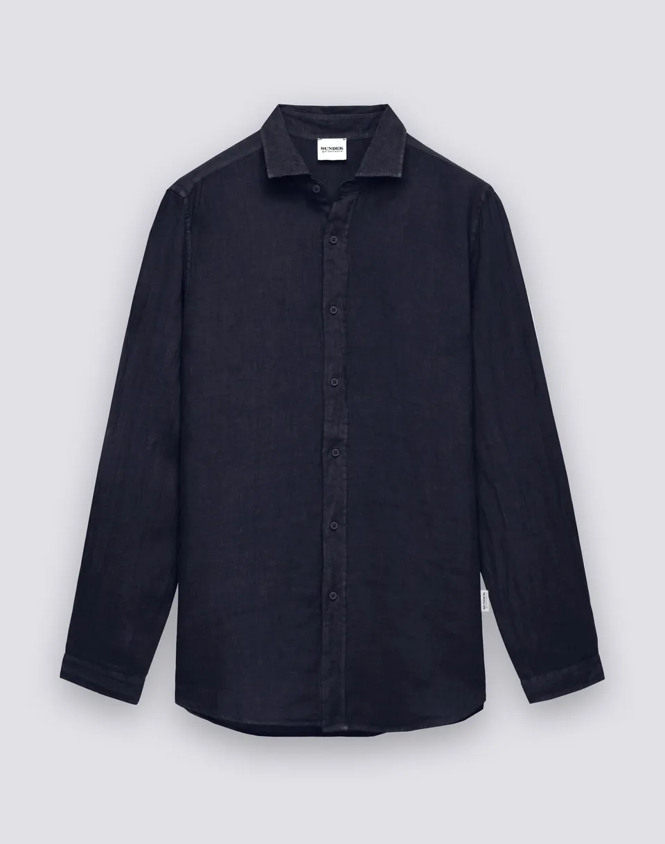sundek-gm820shli5tc-camicia-uomo-in-lino-tinto-capo-regular-fit image 1