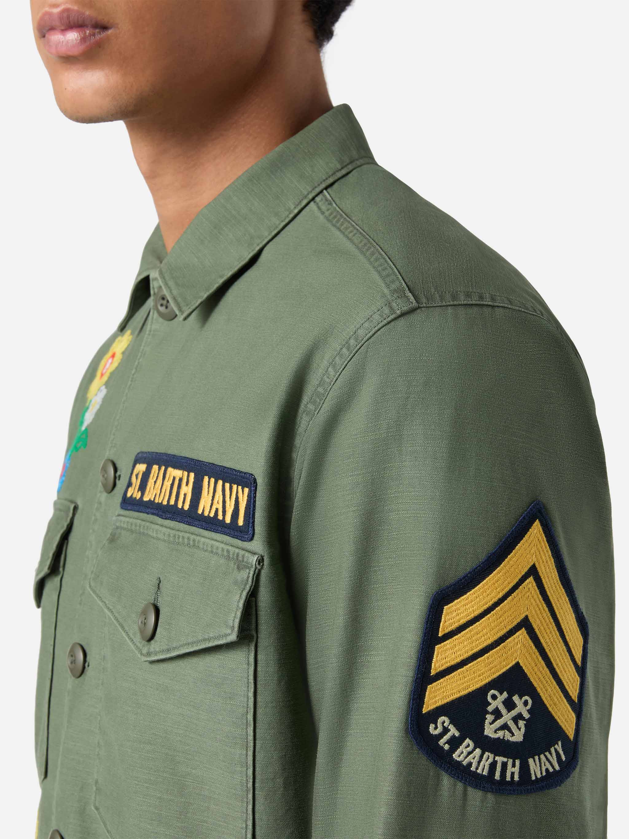 mc2-saint-barth-sovracamicia-esteban-uomo-verde-militare-ricamata image 3