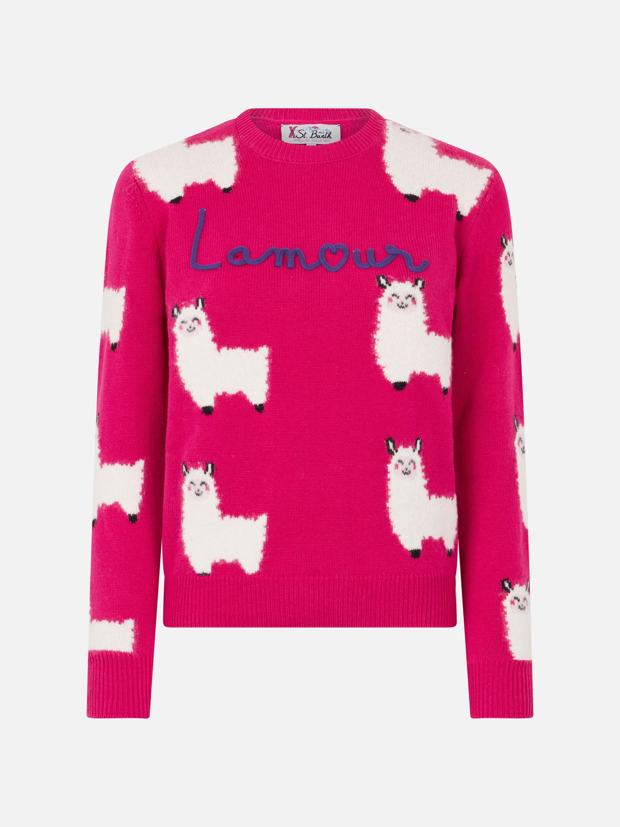 mc2-saint-barth-maglia-new-queen-in-tessuto-effetto-alpaca-fucsia-con-motivo-jac image 4