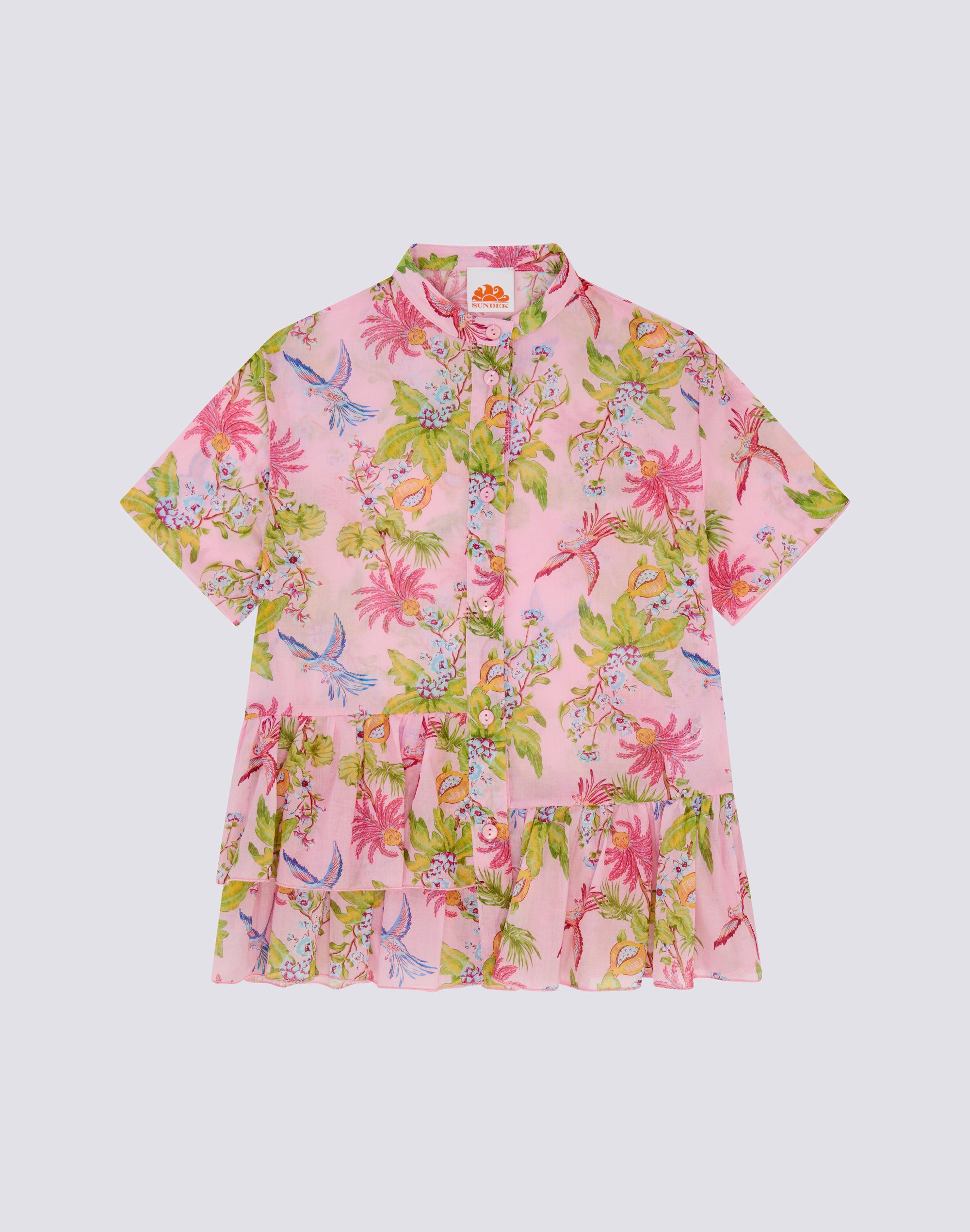 sundek-abito-asimmetrico-bambina-stampa-sweet-parrot-manica-corta image 1