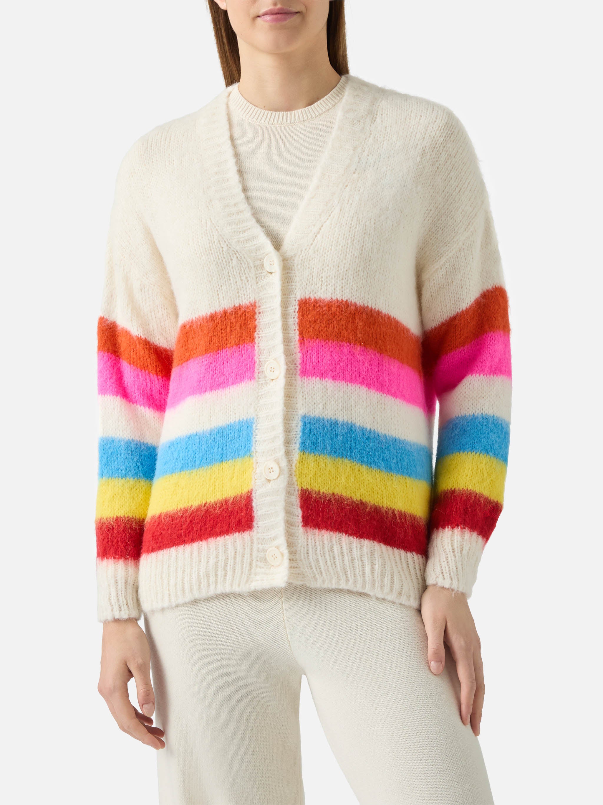 mc2-saint-barth-chloe-cardigan-donna-garzato-a-righe-multicolor image 1