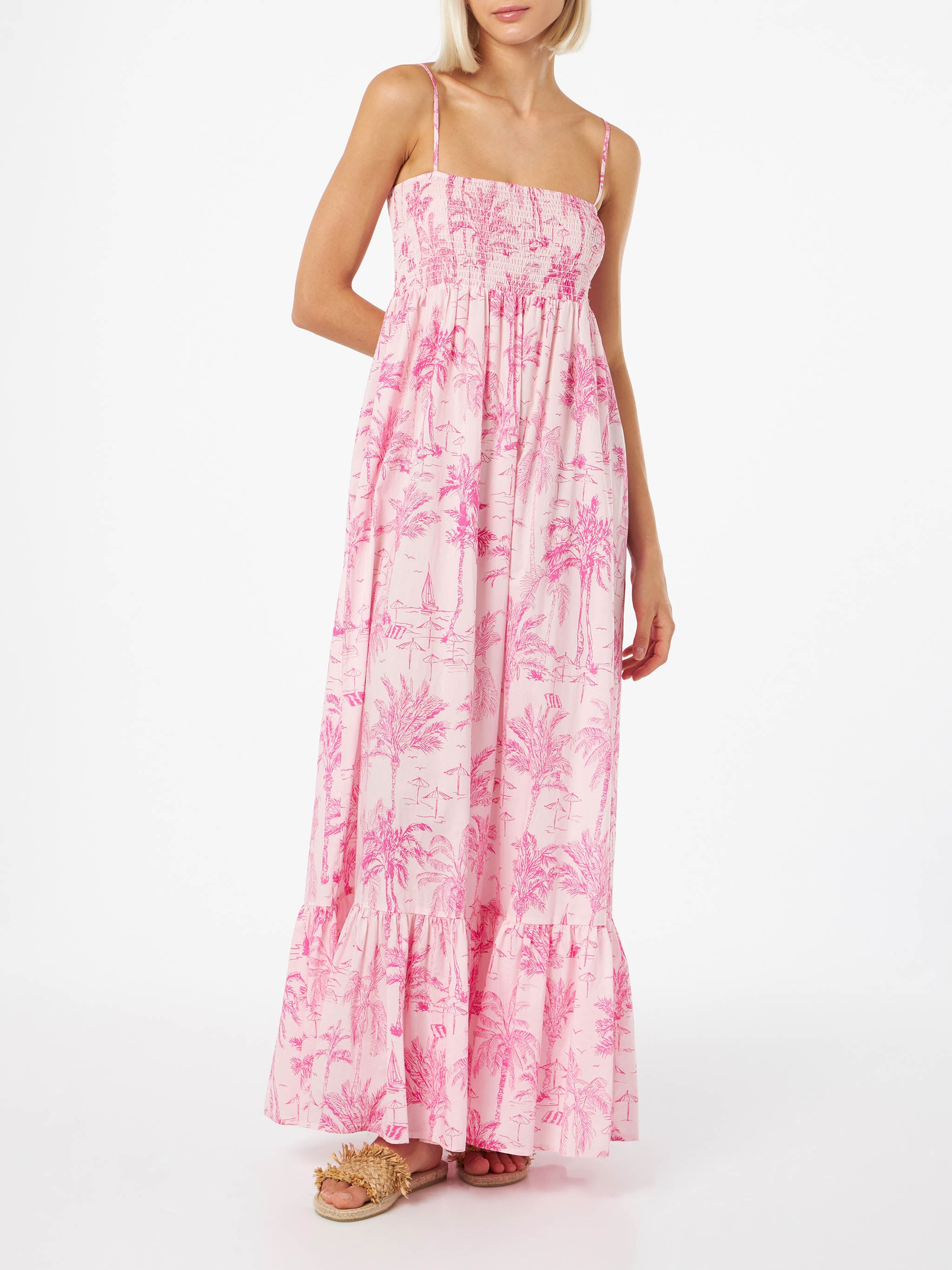 mc2-saint-barth-abito-jemma-donna-in-cotone-rosa-con-ricamo-smock image 1