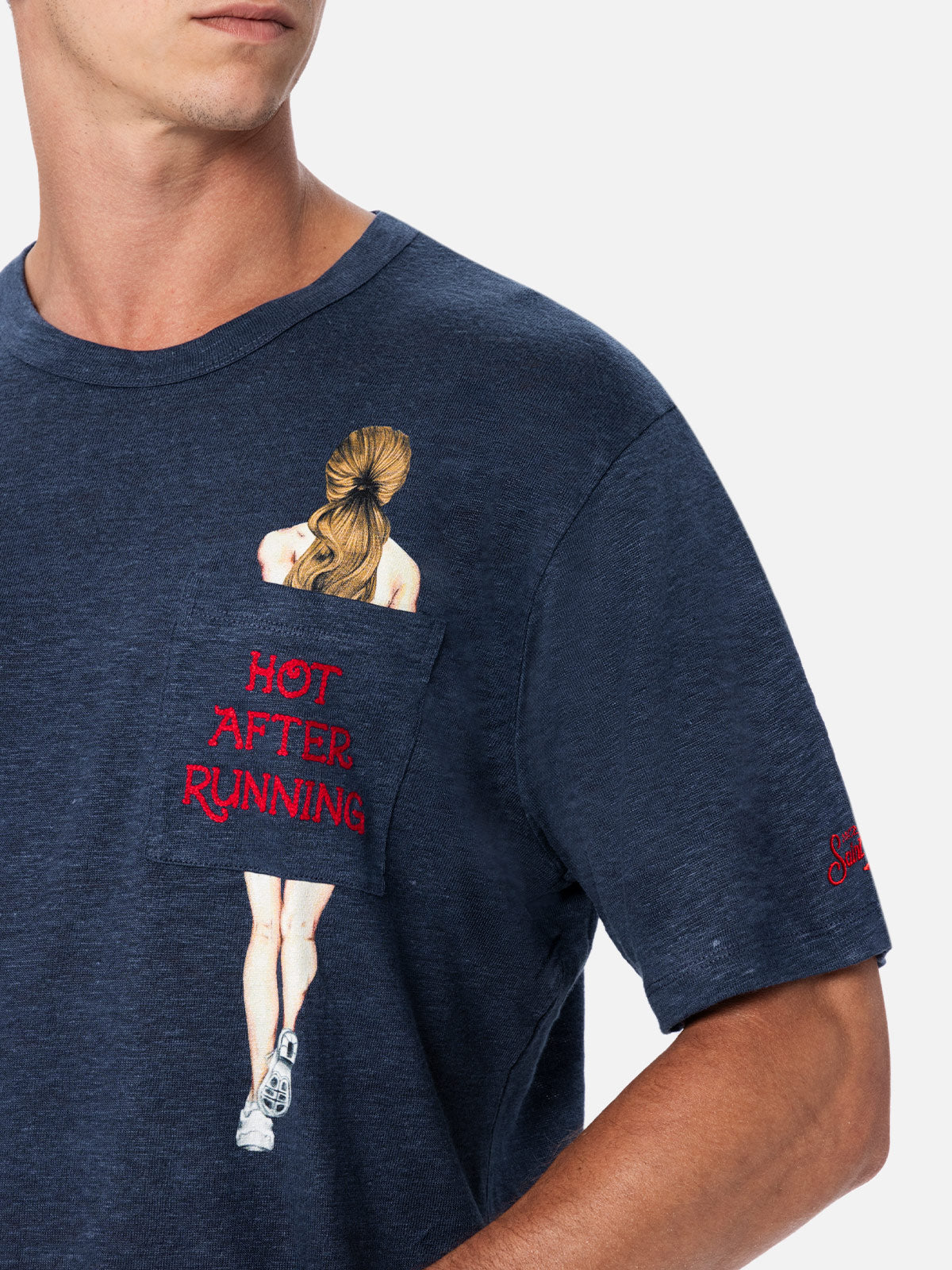mc2-saint-barth-t-shirt-uomo-ecstasea-in-lino-jersey-blu-con-stampa-e-ricamo image 3