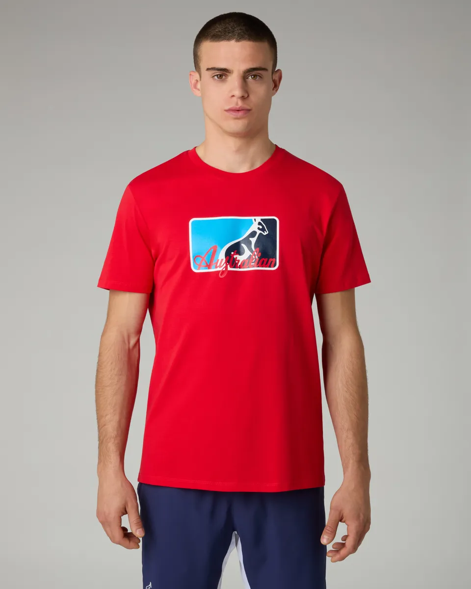 australian-league-cotton-t-shirt-t-shirt-in-cotone-rosso-vivo-tennis image 1