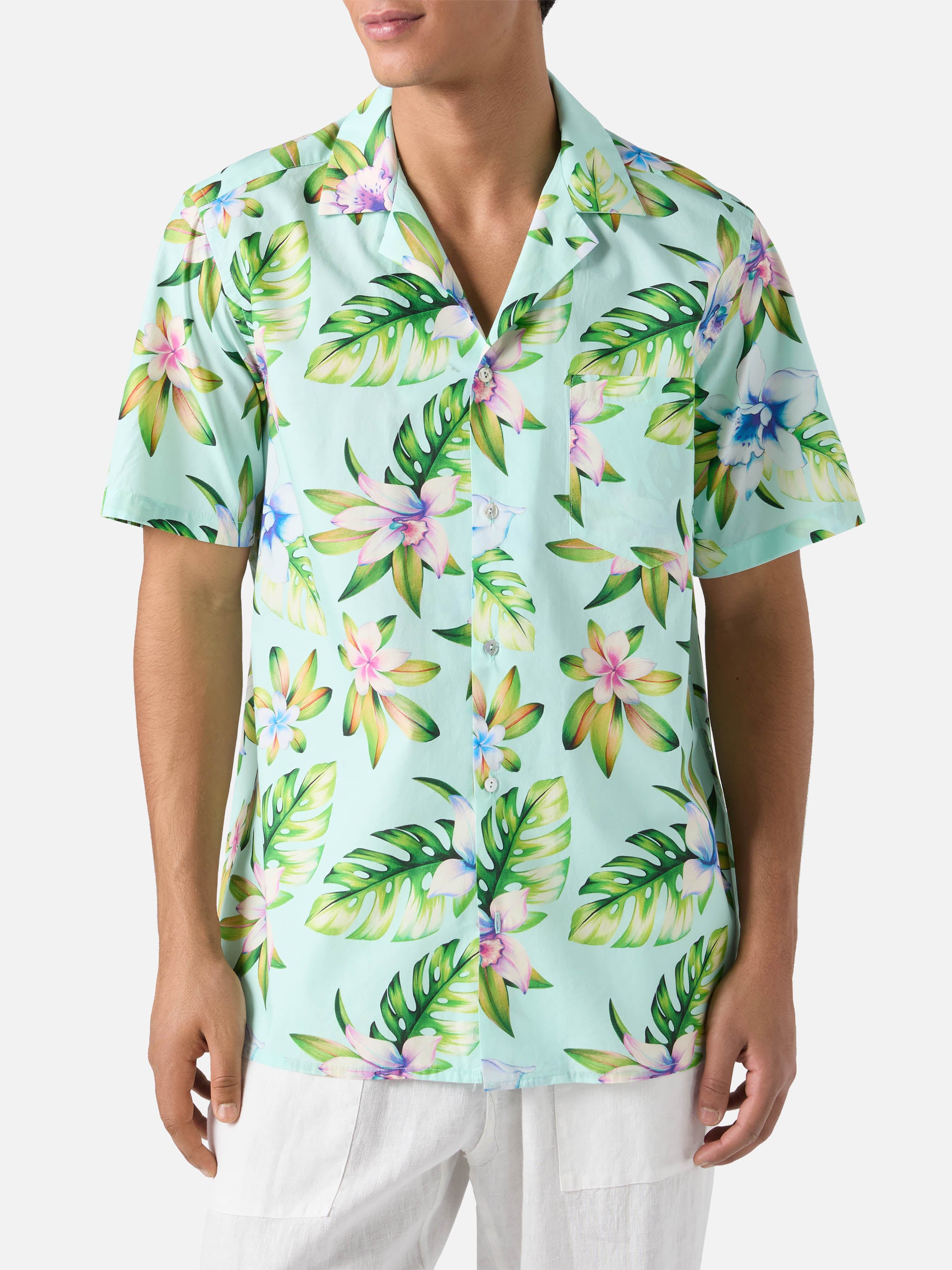mc2-saint-barth-camicia-a-maniche-corte-kalea-in-cotone-con-stampa-floreale image 1