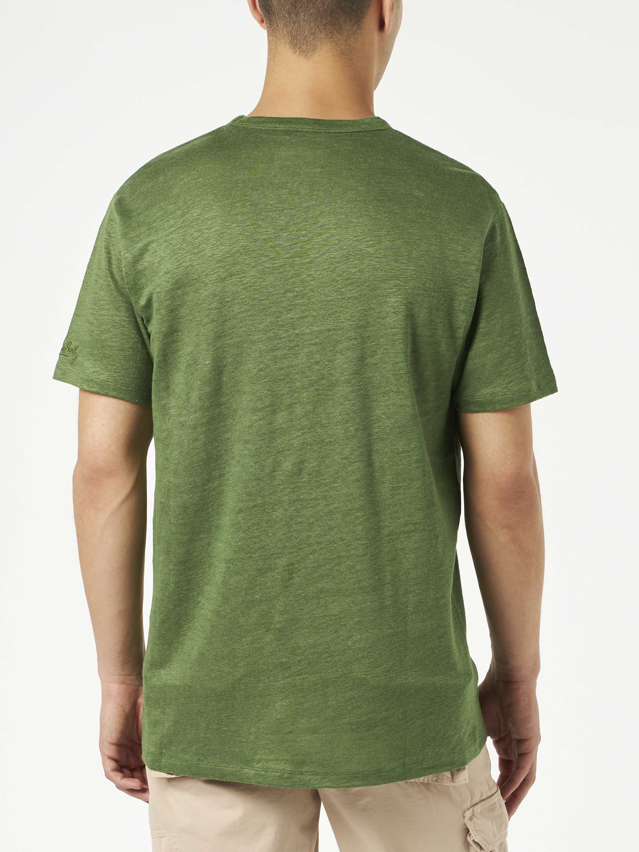 mc2-saint-barth-t-shirt-ecstasea-uomo-in-lino-verde-militare image 4