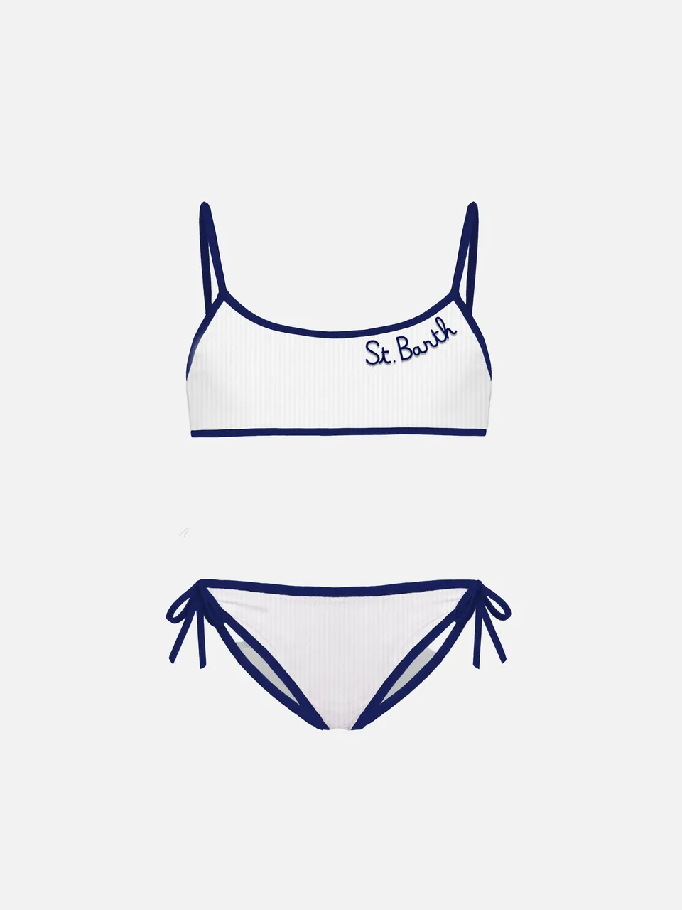 mc2-saint-barth-bikini-bimba-bralette-bianco-con-piping-blu-navy image 1