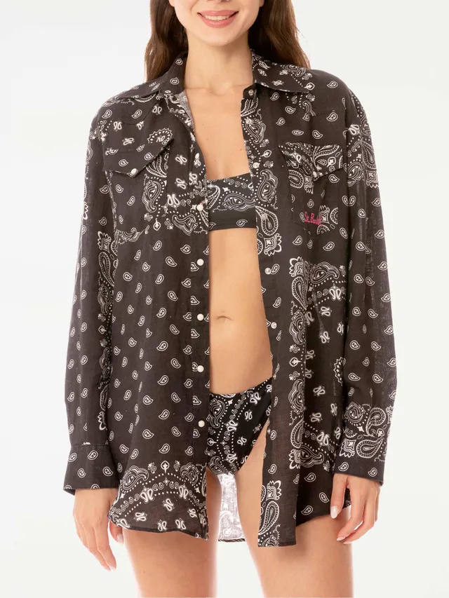 mc2-saint-barth-camicia-donna-alodie-tex-lino-nero-con-profili-bianchi image 1
