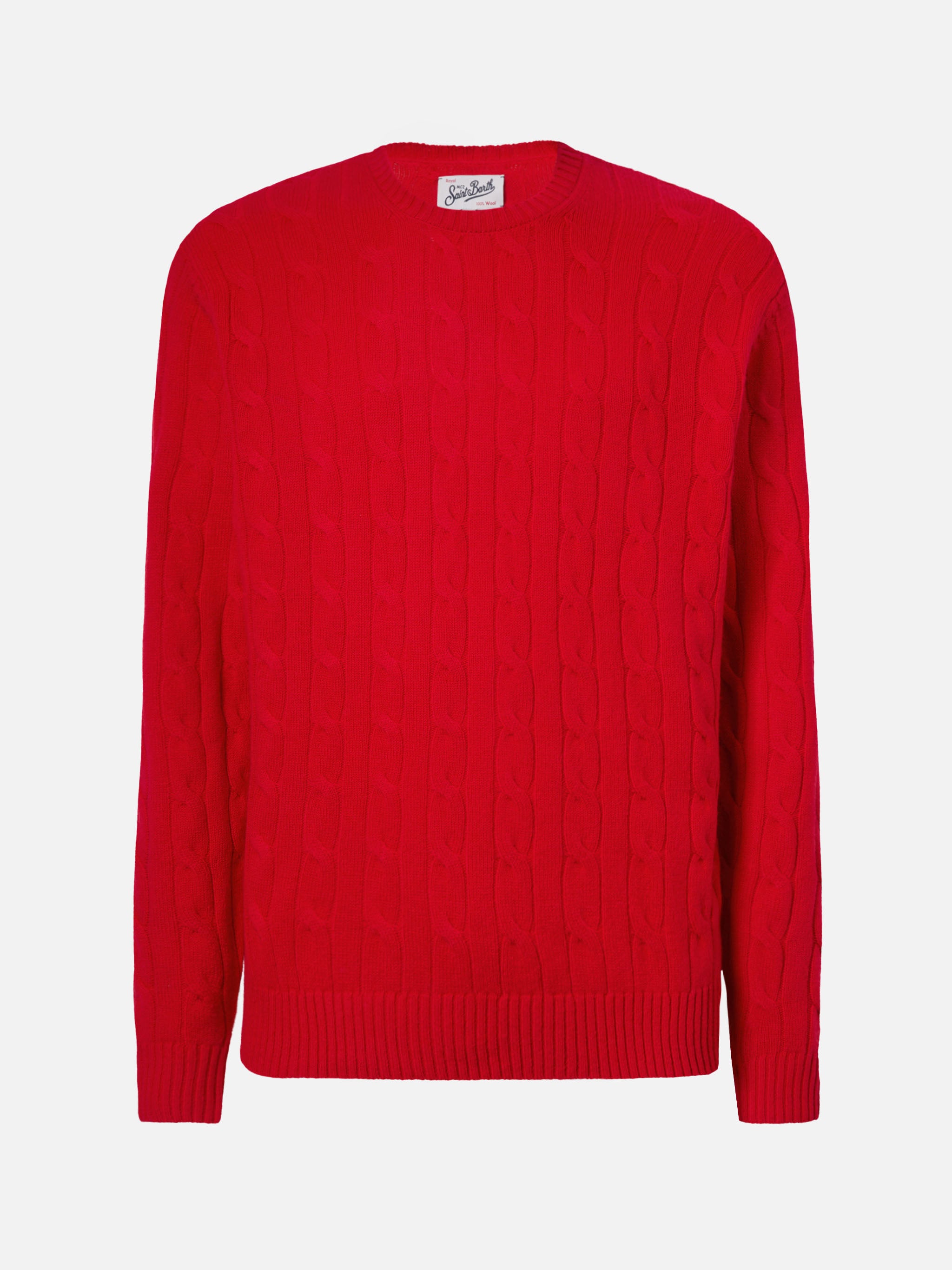 mc2-saint-barth-regent-maglione-uomo-a-trecce-in-lana-rossa image 5