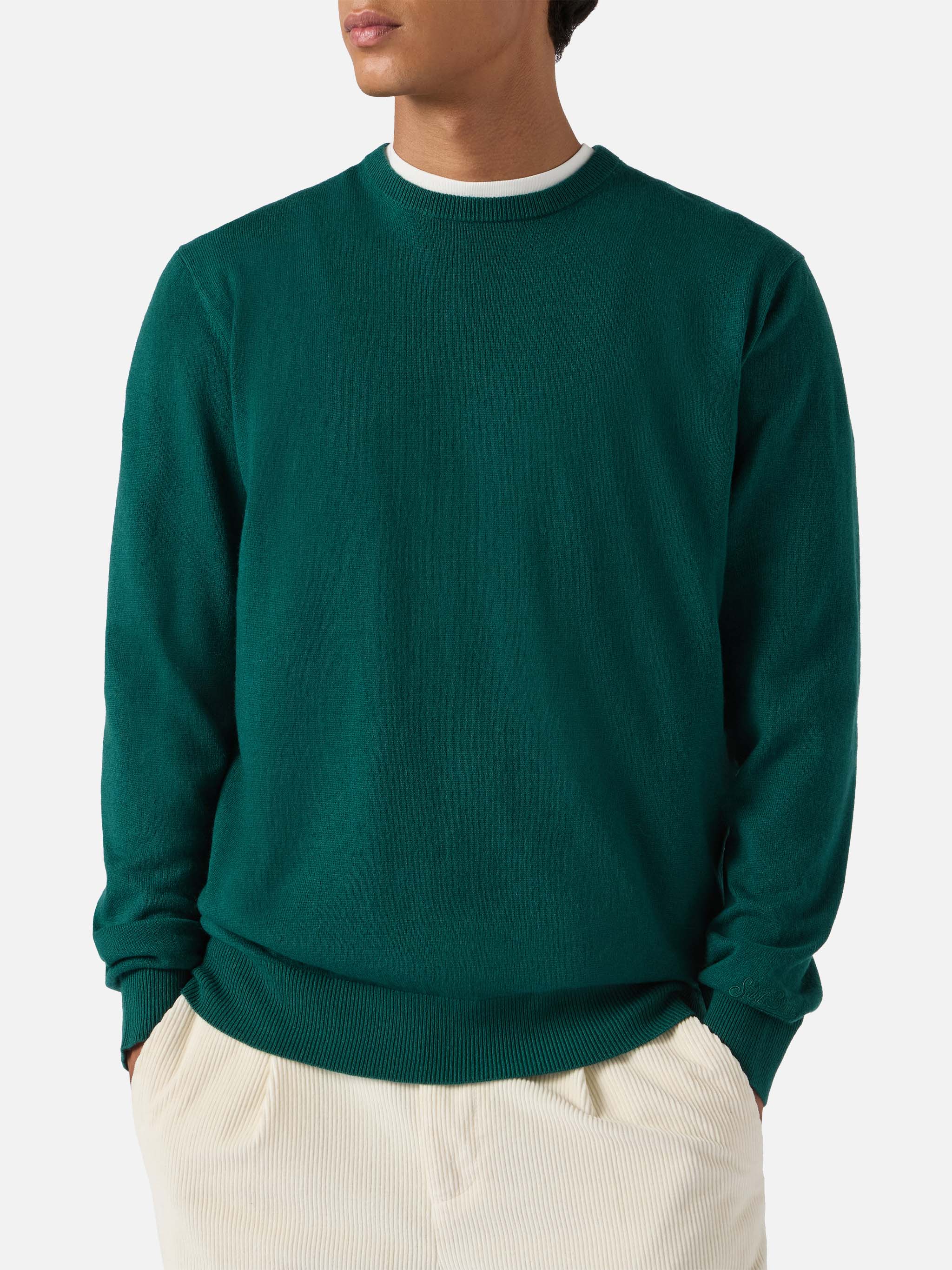 mc2-saint-barth-maglione-regent-uomo-in-lana-merino-e-cashmere-verde-inglese image 1