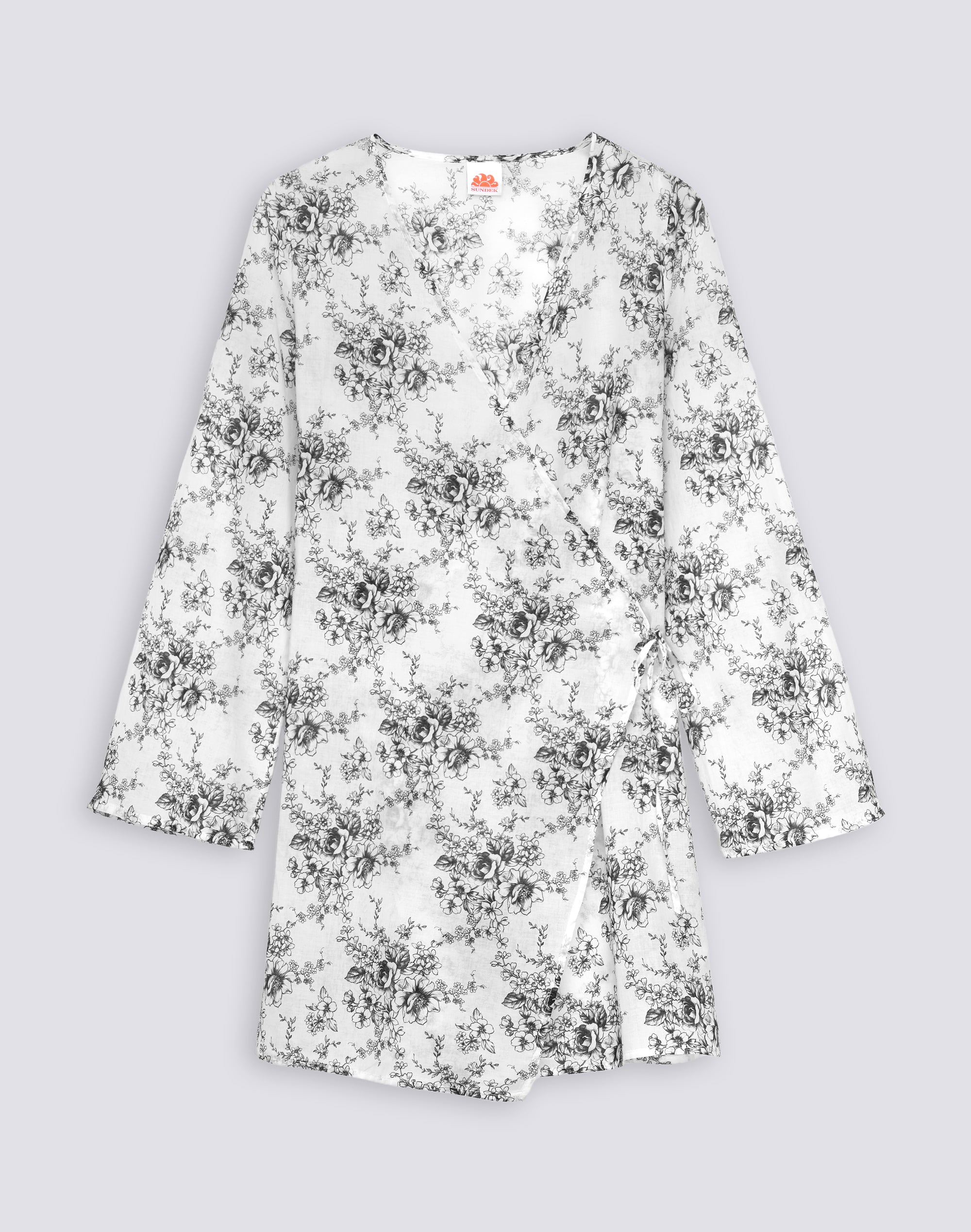 sundek-abito-donna-wrapover-corto-in-voile-di-cotone-stampa-rose-de-joie image 1