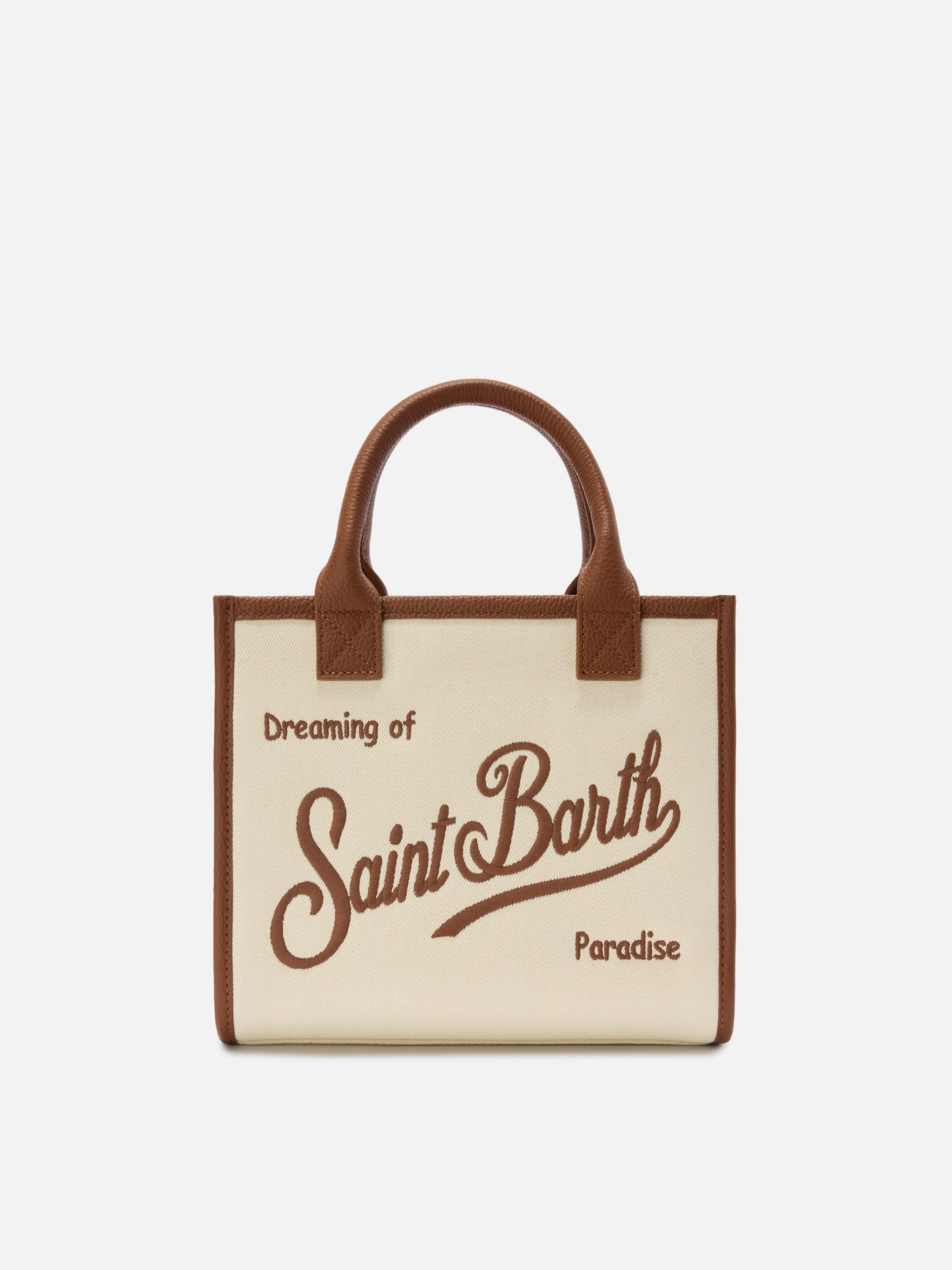 mc2-saint-barth-borsa-vanity-medium-in-canvas-bianca-con-pelle-martellata image 1