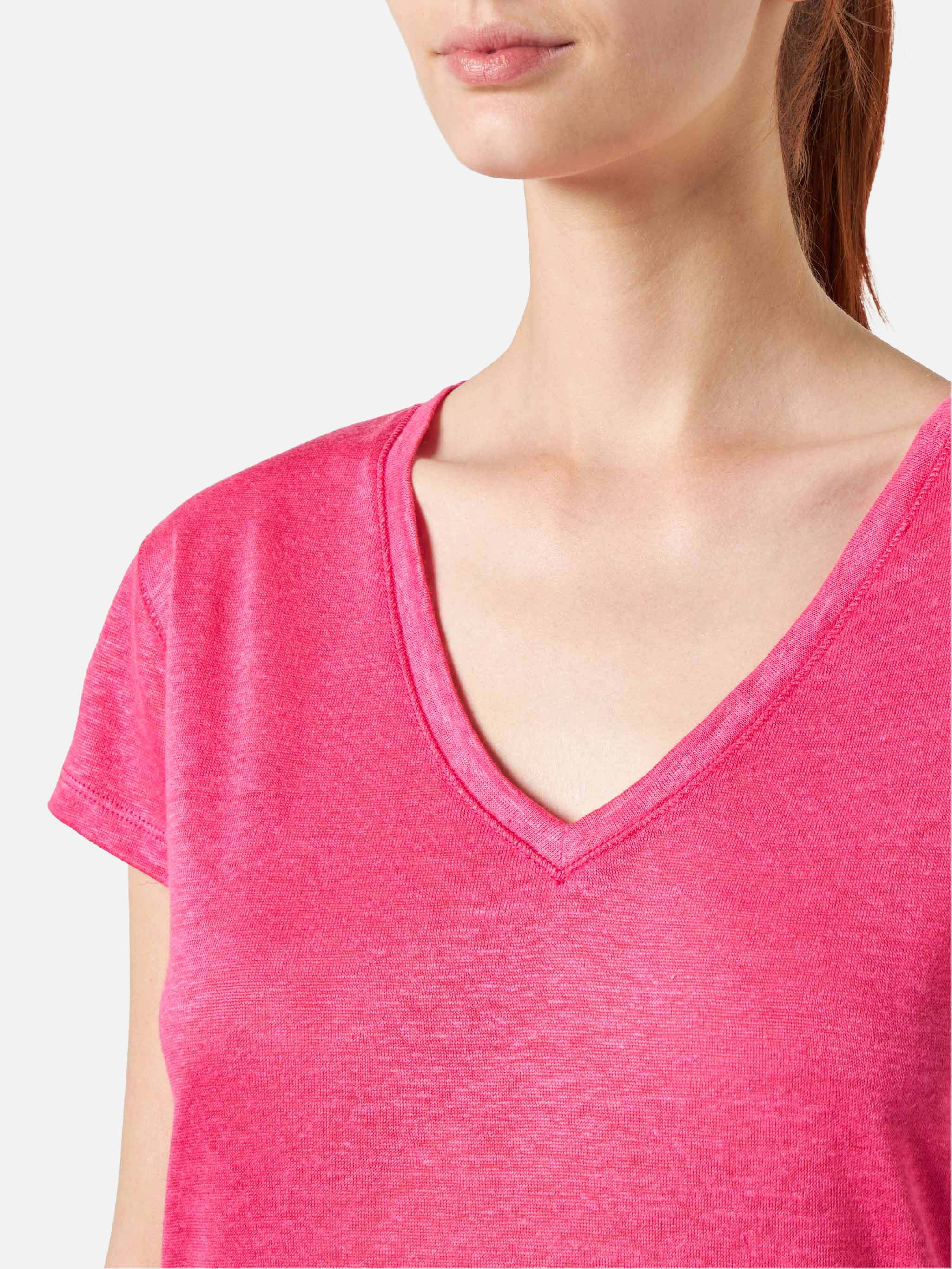 mc2-saint-barth-eloise-t-shirt-donna-in-lino-fucsia-tinta-unita image 2
