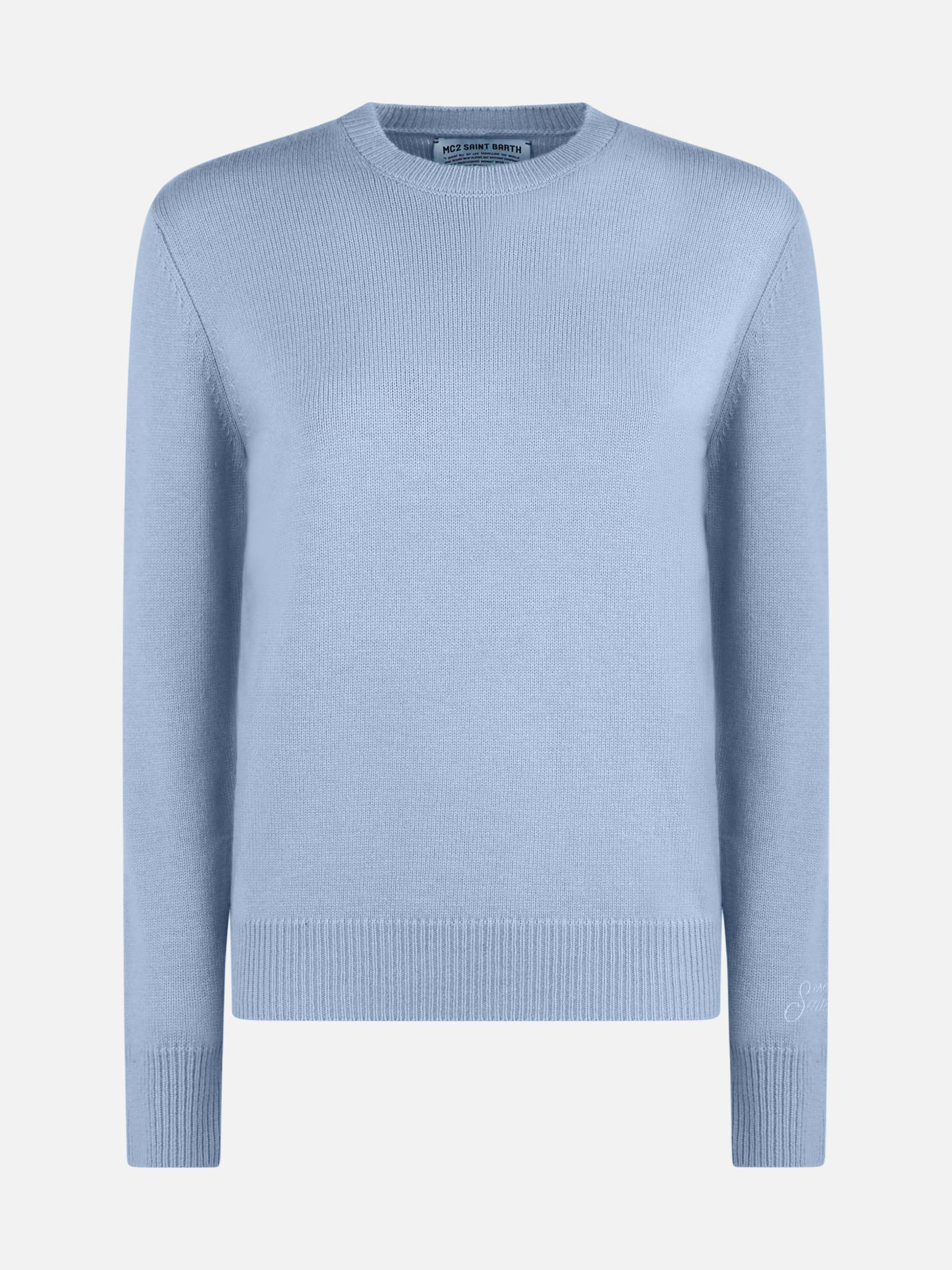 mc2-saint-barth-sorbonne-maglione-donna-in-100-cashmere-azzurro-girocollo image 4