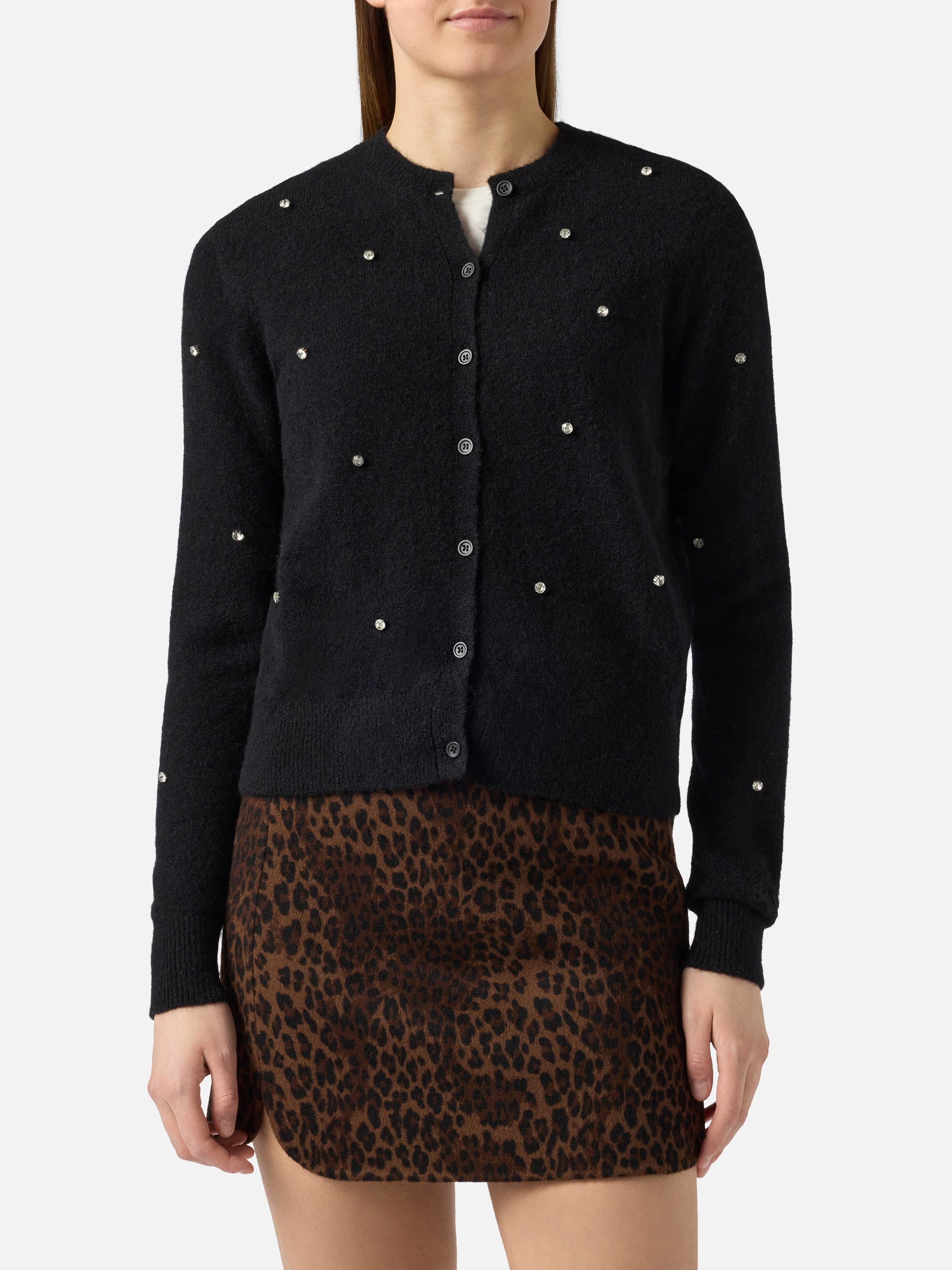 mc2-saint-barth-bellamy-cardigan-donna-nero-con-strass image 1