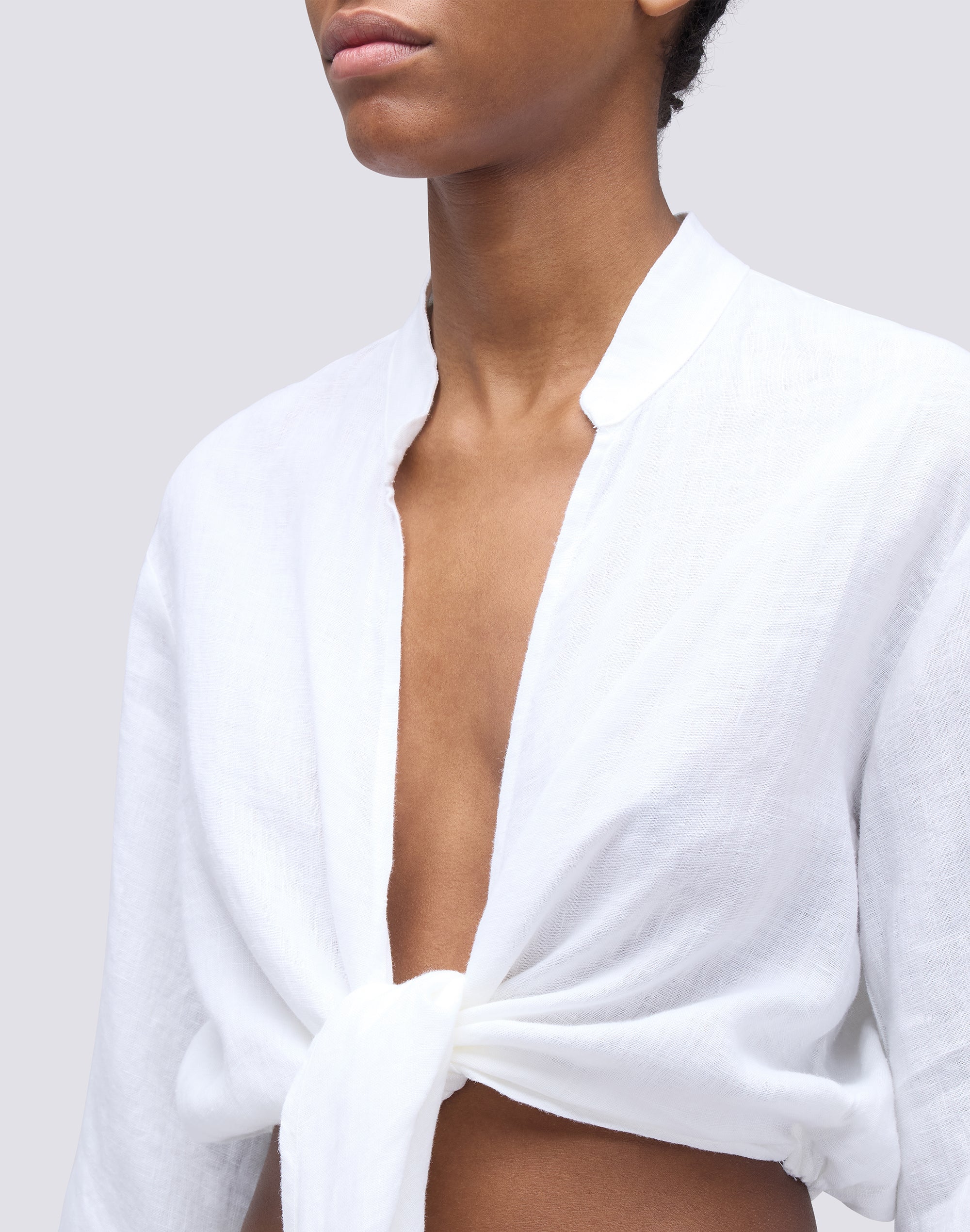 sundek-blusa-in-lino-cropped-con-nodo-donna image 3