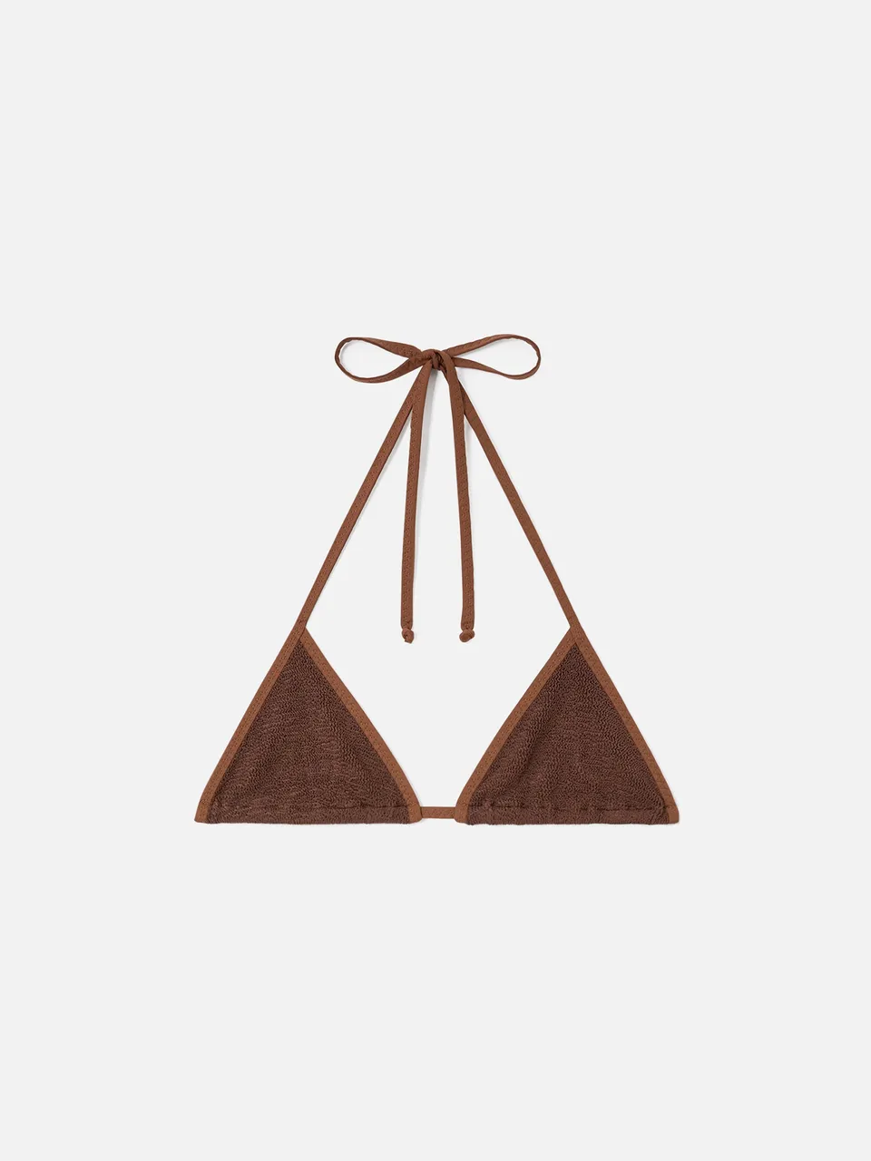 mc2-saint-barth-top-bikini-leah-triangolo-in-tessuto-crinkle-marrone-tinta-unita image 1