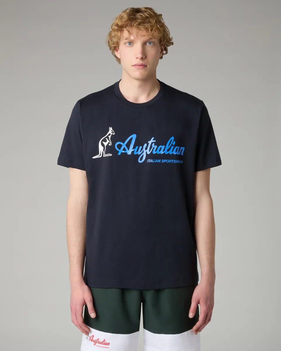australian-big-logo-t-shirt-maglia-cotone-blu-navy-regular-fit image 1