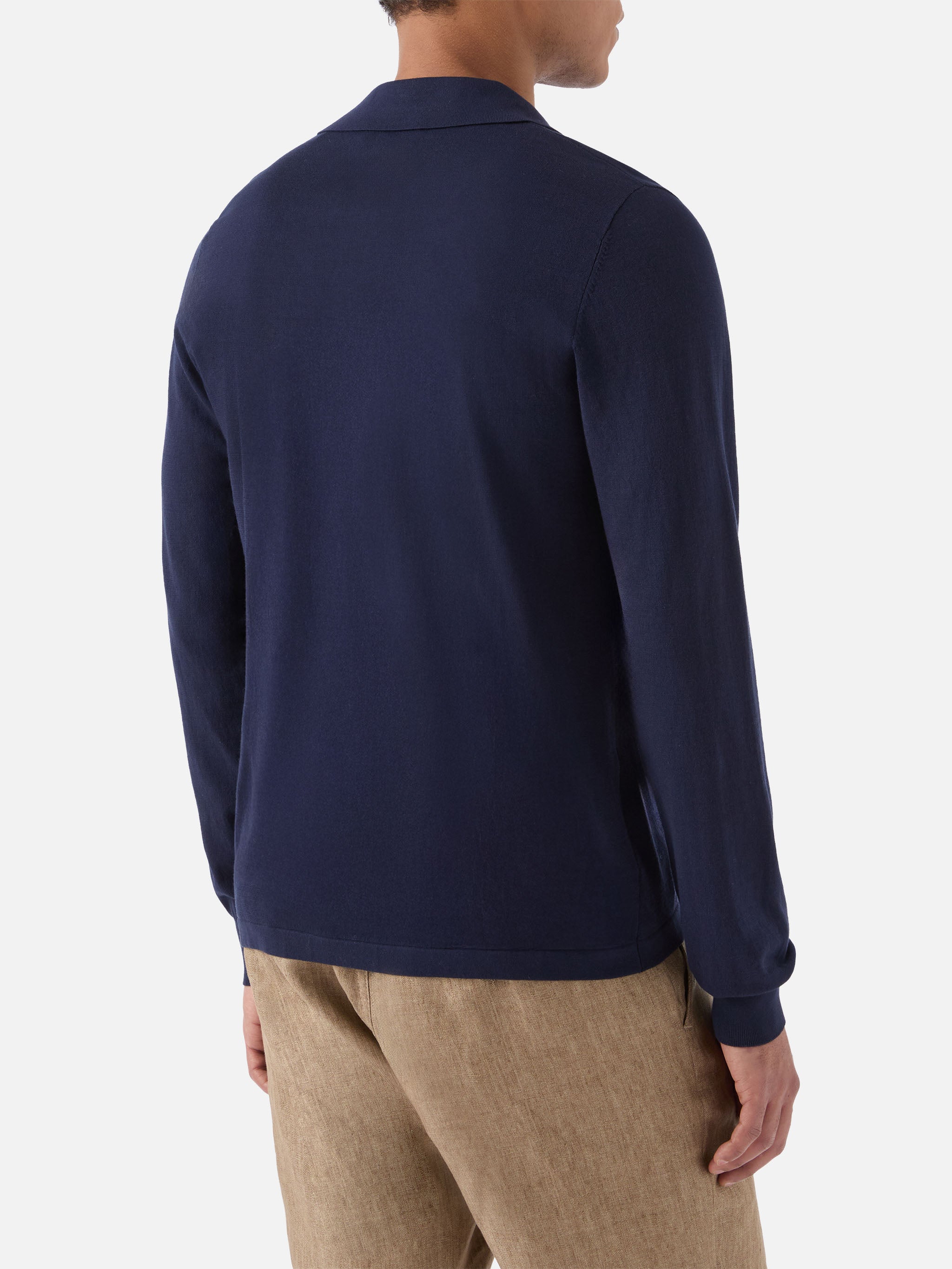 mc2-saint-barth-sloan-polo-uomo-cotone-high-twist-blu-navy-maniche-lunghe image 3