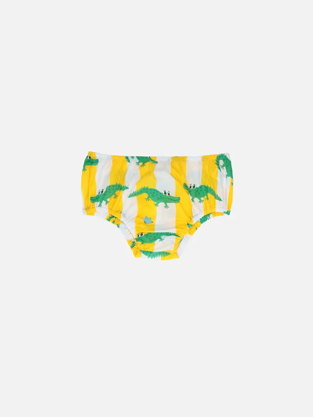 mc2-saint-barth-pimmy-bloomers-neonata-copri-pannolino-stampa-coccodrilli-giallo image 1