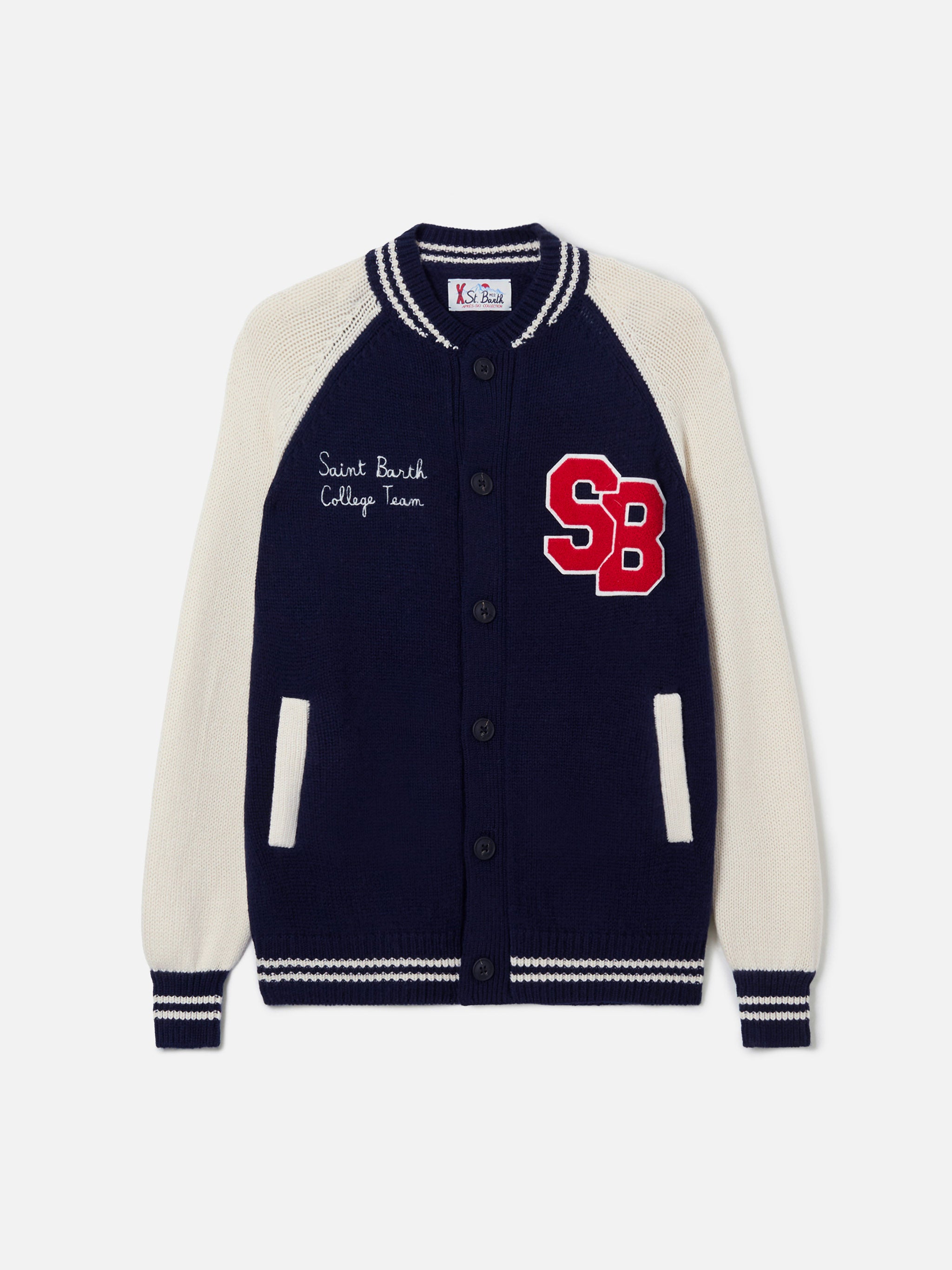 mc2-saint-barth-benjamin-bomber-uomo-in-maglia-blu-navy-stile-college image 5