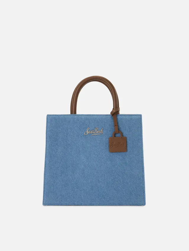borsa-shop-midi-mc2-saint-barth-strutturata-in-denim-con-dettagli-in-pelle image 1