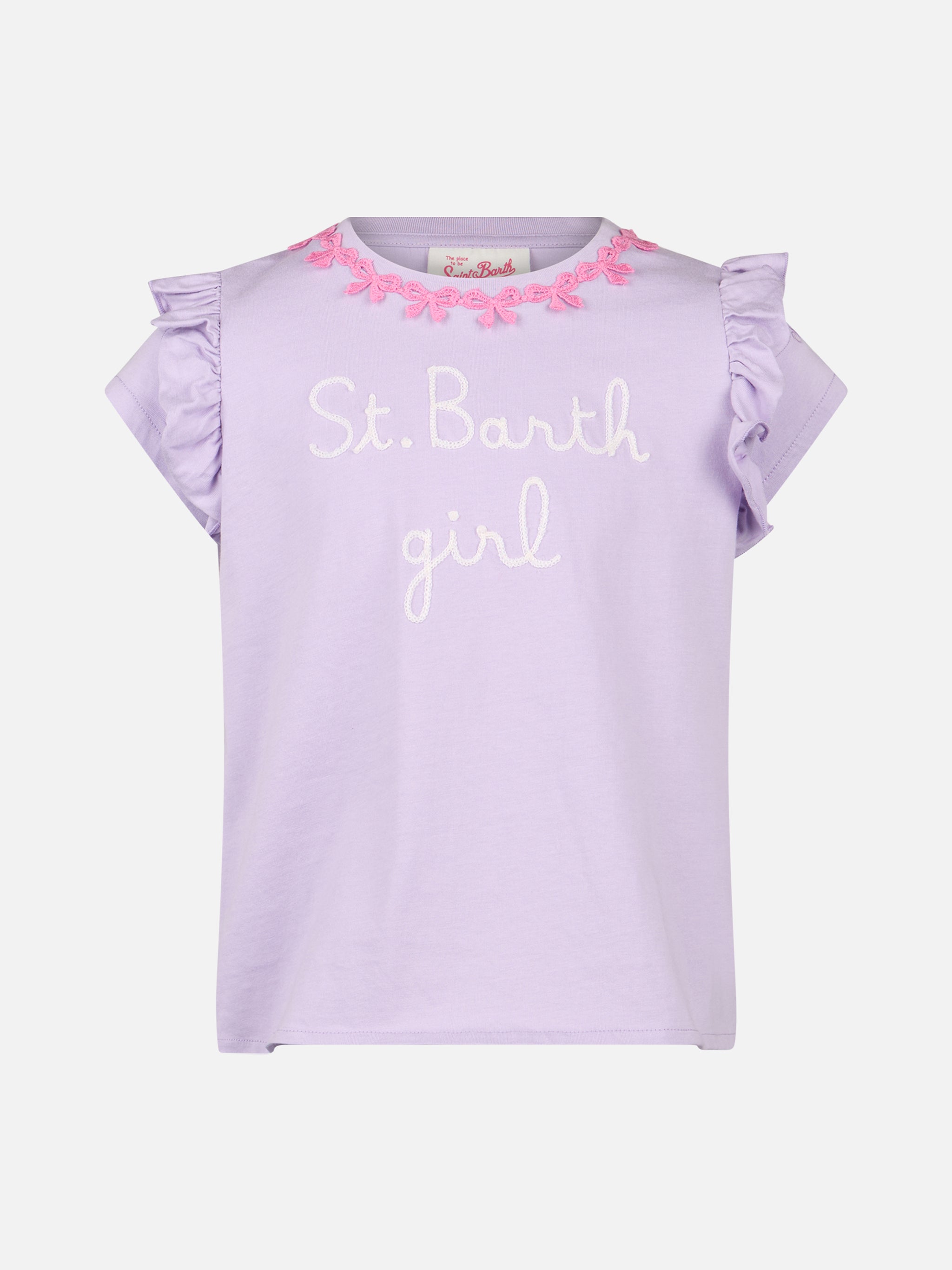 mc2-saint-barth-t-shirt-bambina-cotone-rosa-con-balza-e-ricamo image 1