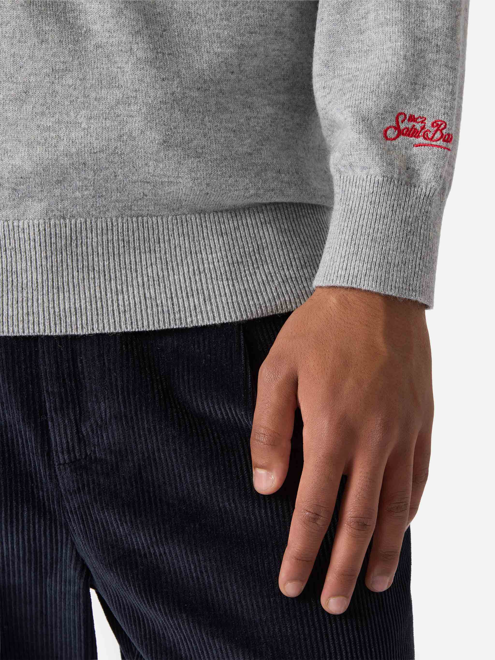 mc2-saint-barth-heron-light-maglione-uomo-snoopy-sunday-mood-peanuts-grigio image 3