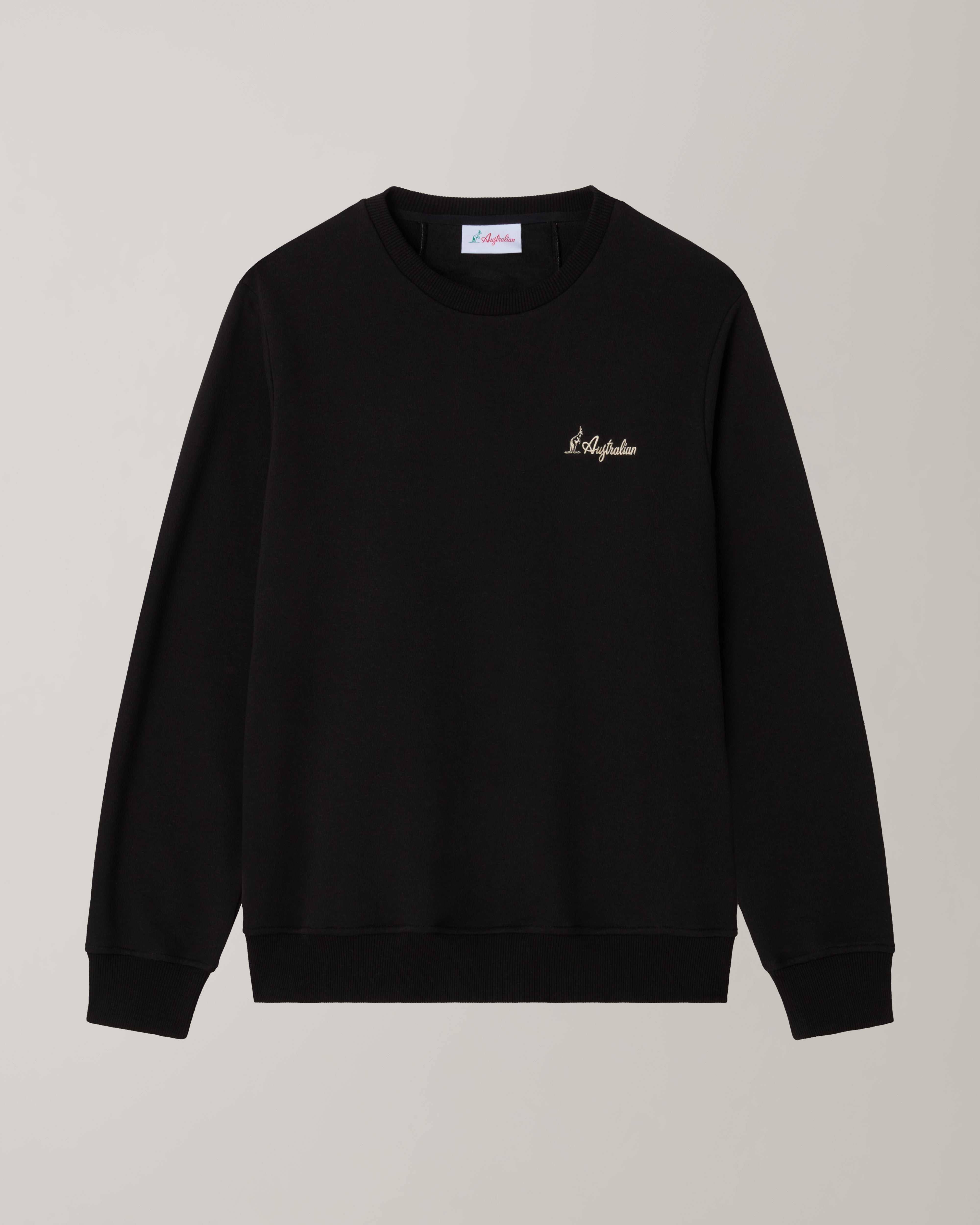 australian-iconissima-crewneck-felpa-girocollo-uomo-nera-made-in-italy image 6