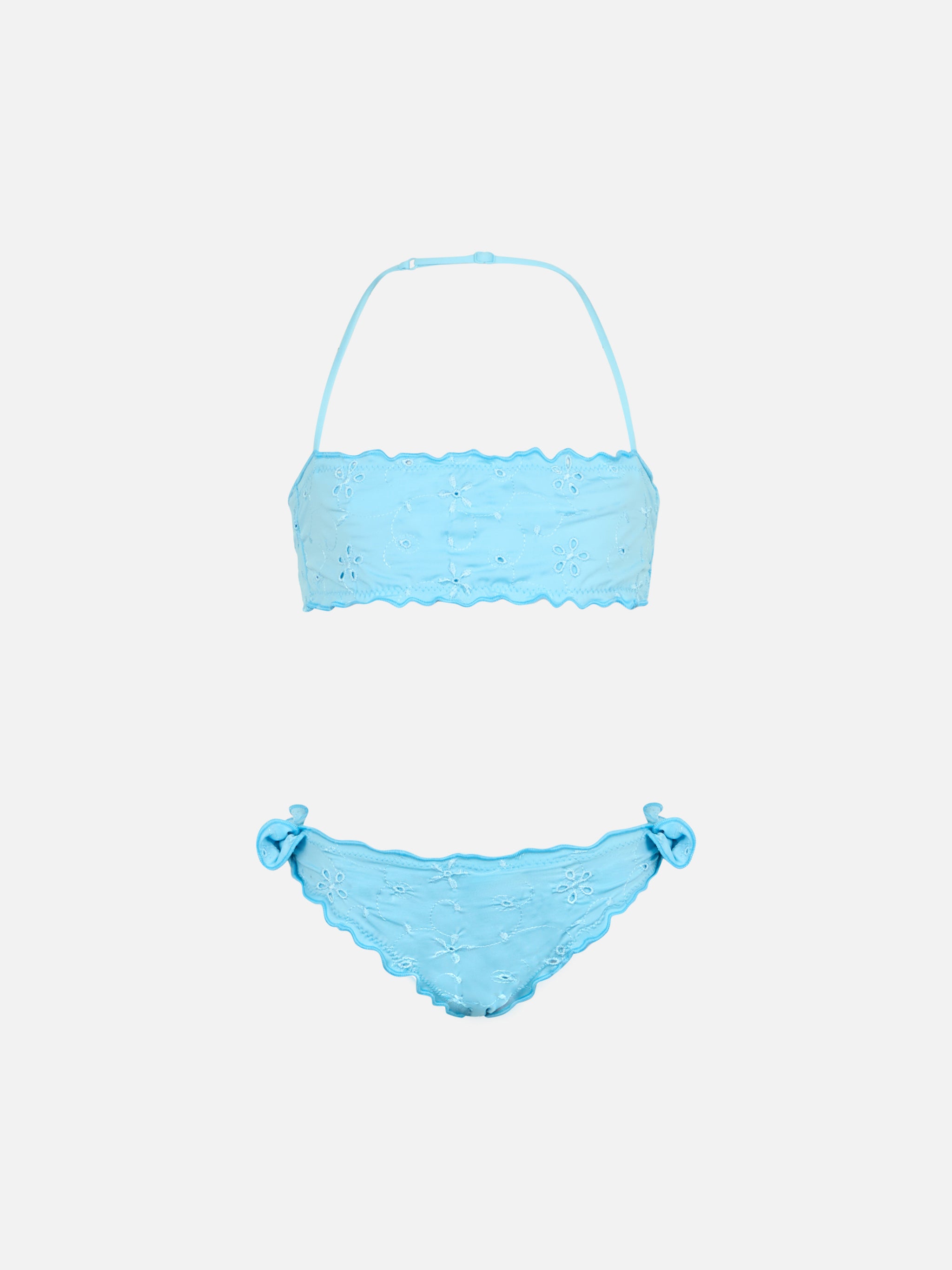 mc2-saint-barth-bikini-emy-norah-da-bambina-due-pezzi-a-fascia-azzurro-con-ricam image 1
