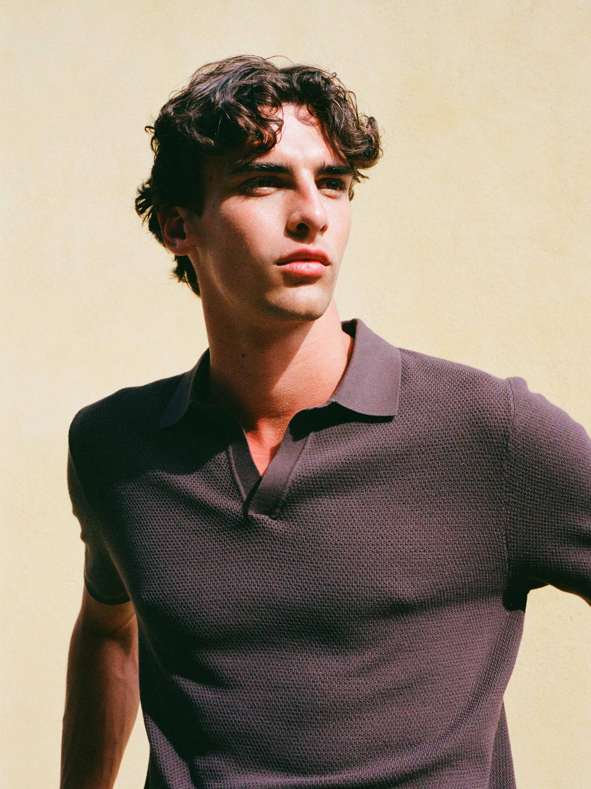 mc2-saint-barth-polo-sloan-uomo-in-maglia-a-rete-marrone-senza-bottoni image 4