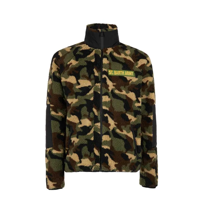 mc2-saint-barth-giacca-uomo-in-sherpa-mimetica-con-toppa-st-barth-army-e-tasca-f image 1