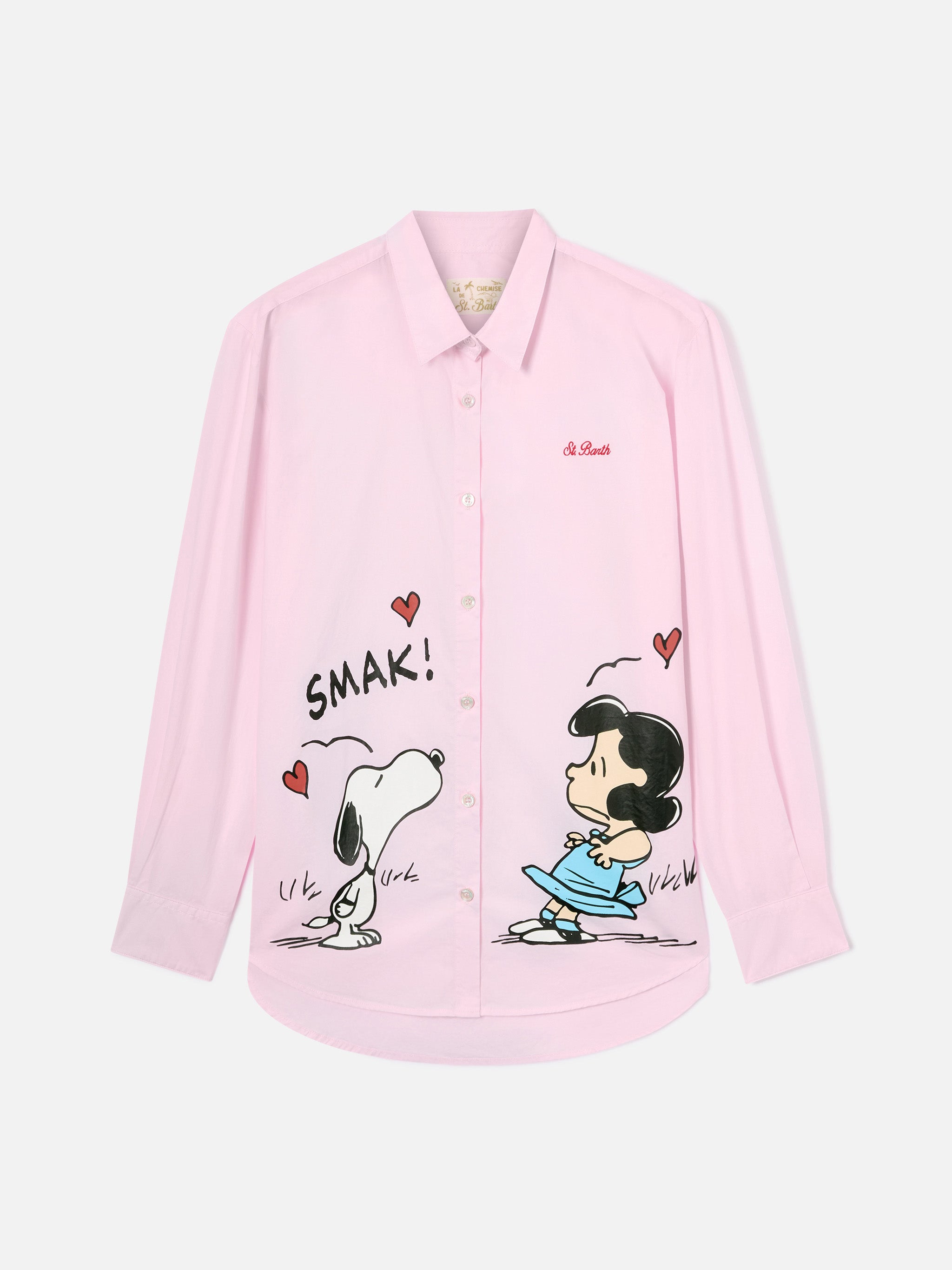 mc2-saint-barth-camicia-brigitte-rosa-in-popeline-con-stampa-snoopy-e-lucy-speci image 4