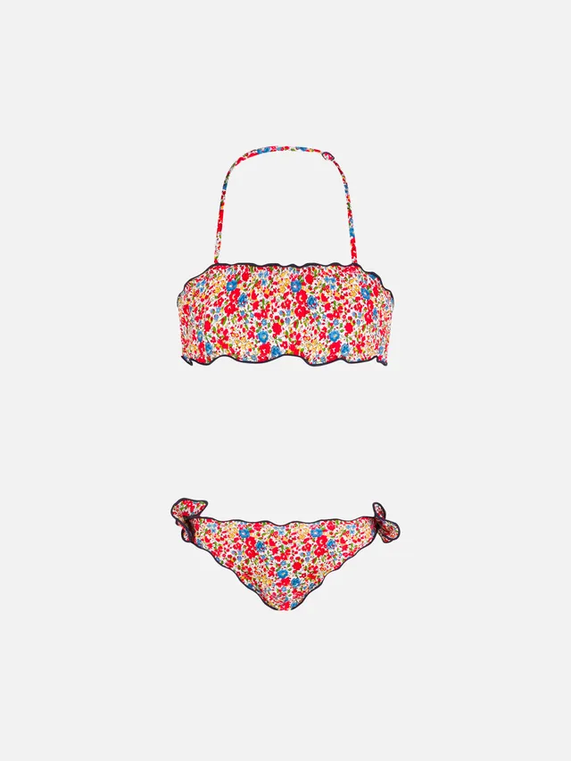 bikini-da-bambina-mc2-saint-barth-a-fascia-con-stampa-fiori-multicolore image 1