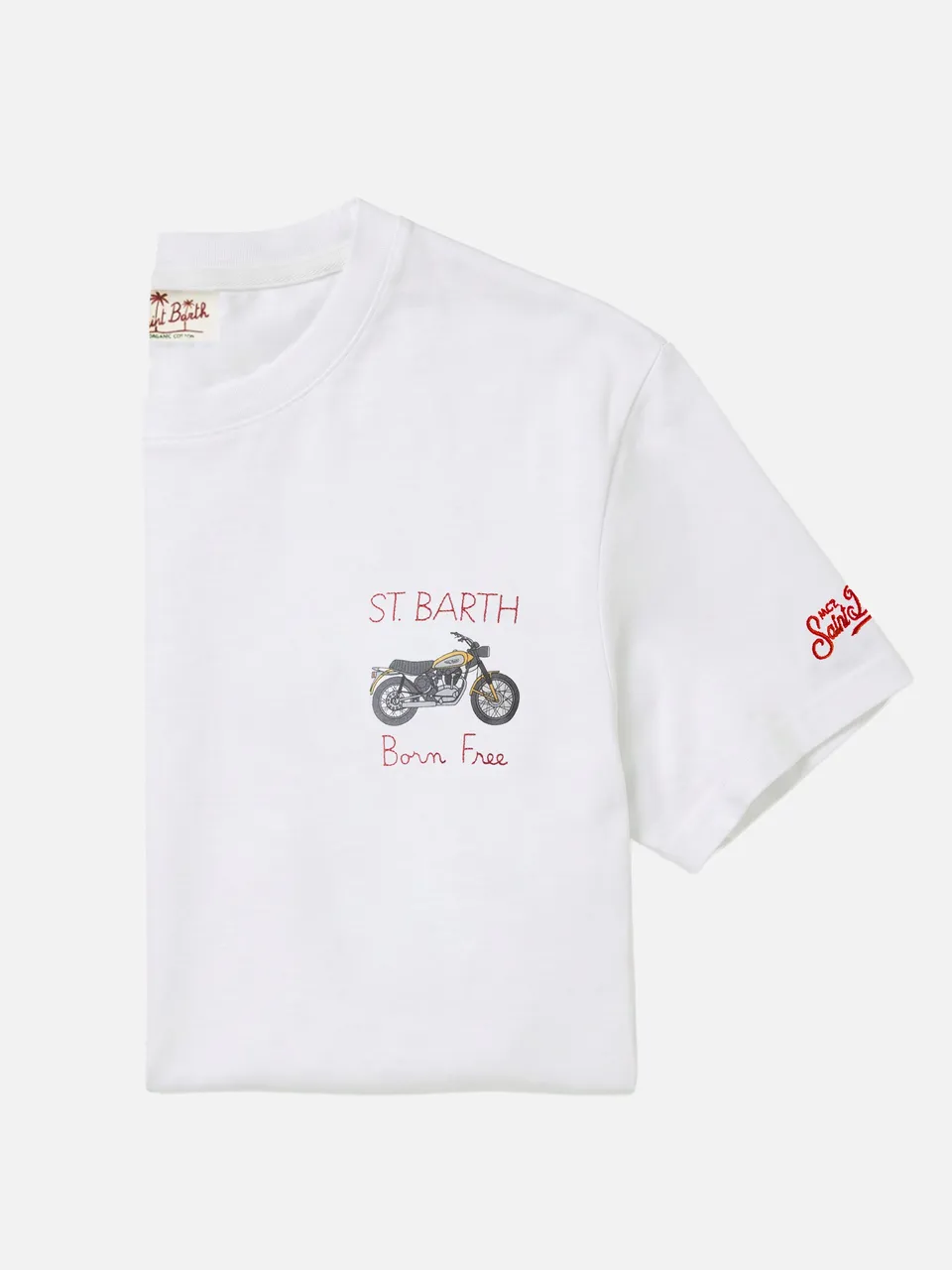 mc2-saint-barth-t-shirt-portofino-bianca-cotone-ricamo-born-free-ducati-special- image 1