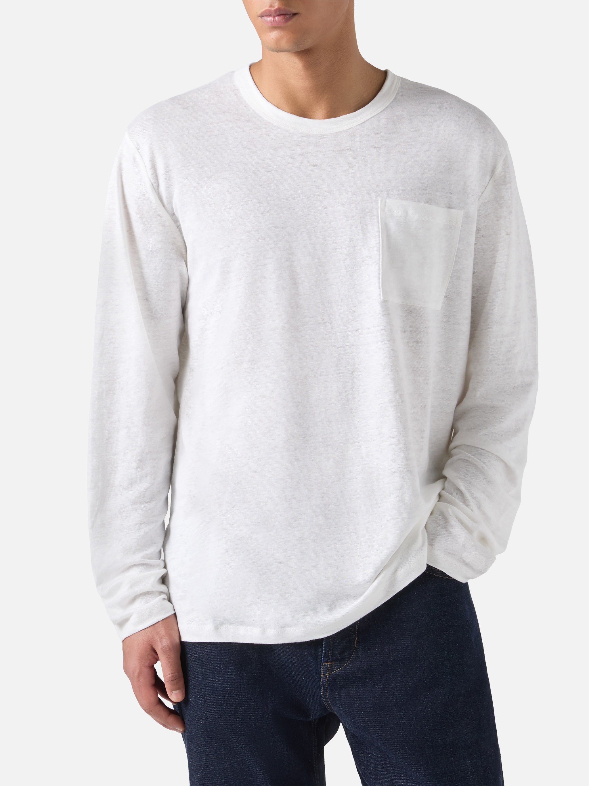 mc2-saint-barth-t-shirt-ecstasea-uomo-in-lino-jersey-bianca-tinta-unita-con-tasc image 2