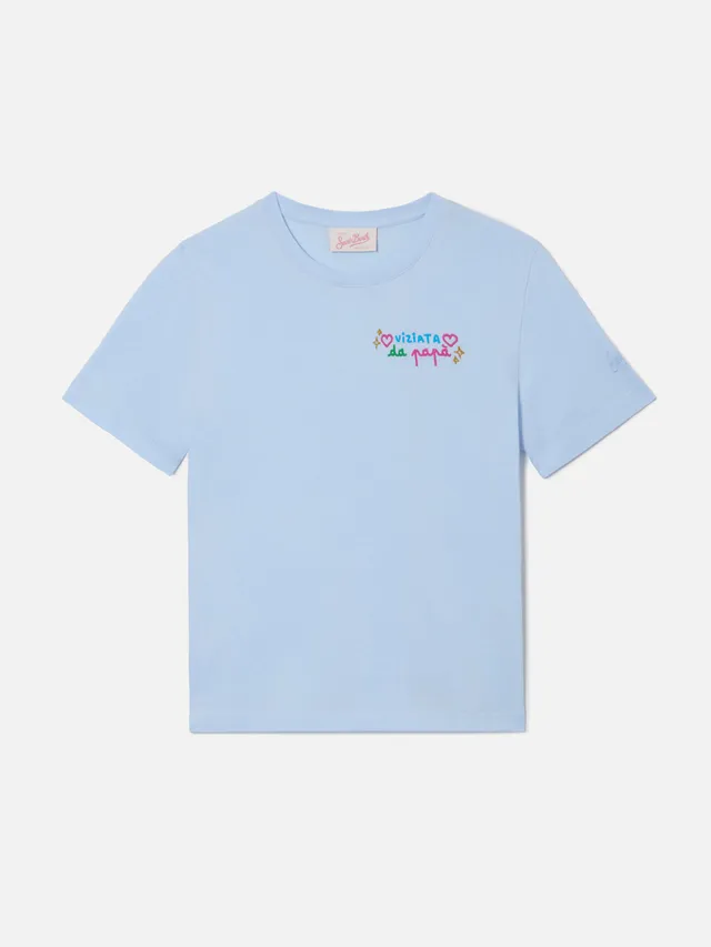 mc2-saint-barth-elly-t-shirt-bambina-cotone-azzurra-ricamo-viziata-da-pap image 1