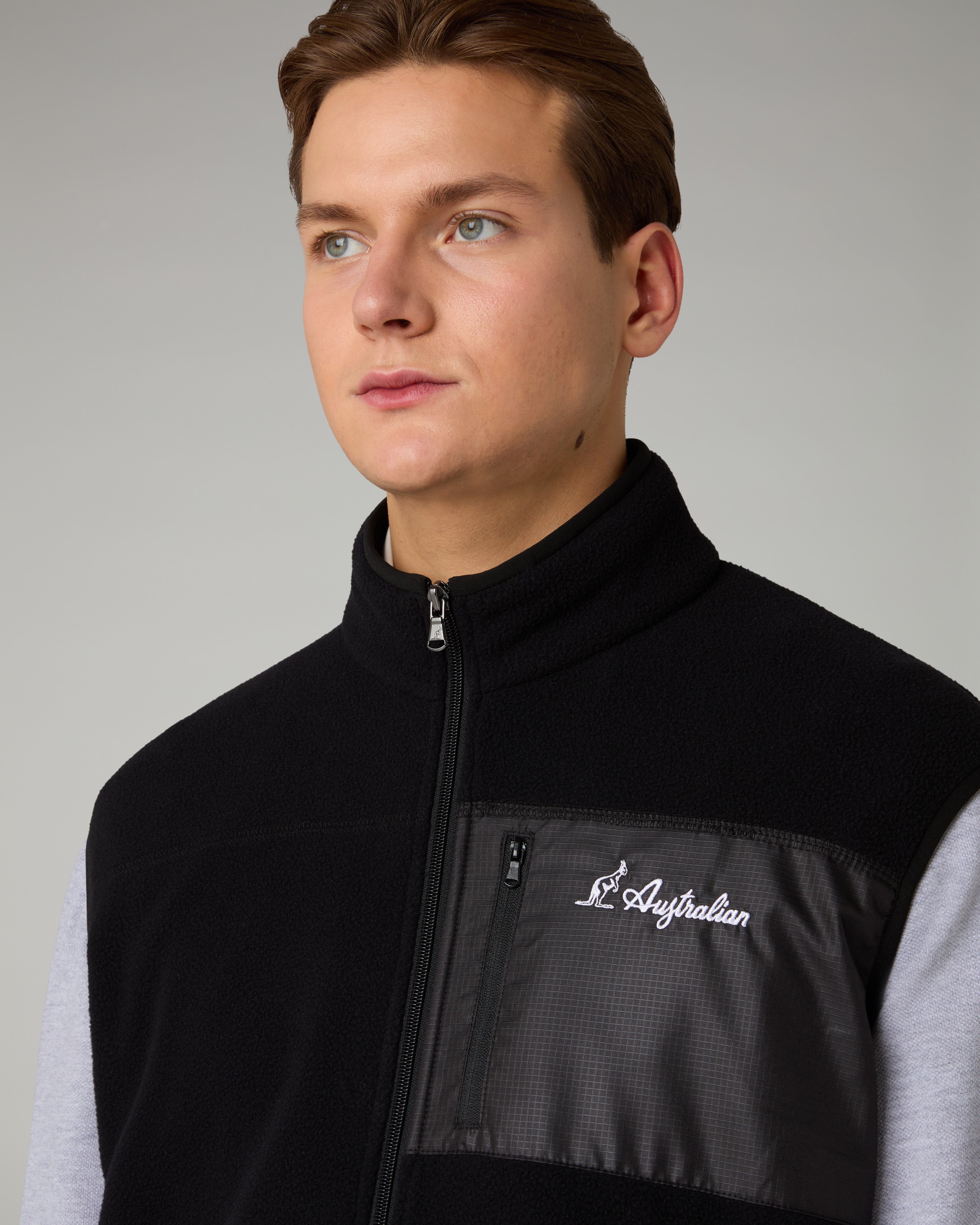 australian-color-block-gilet-pile-nero-full-zip image 5