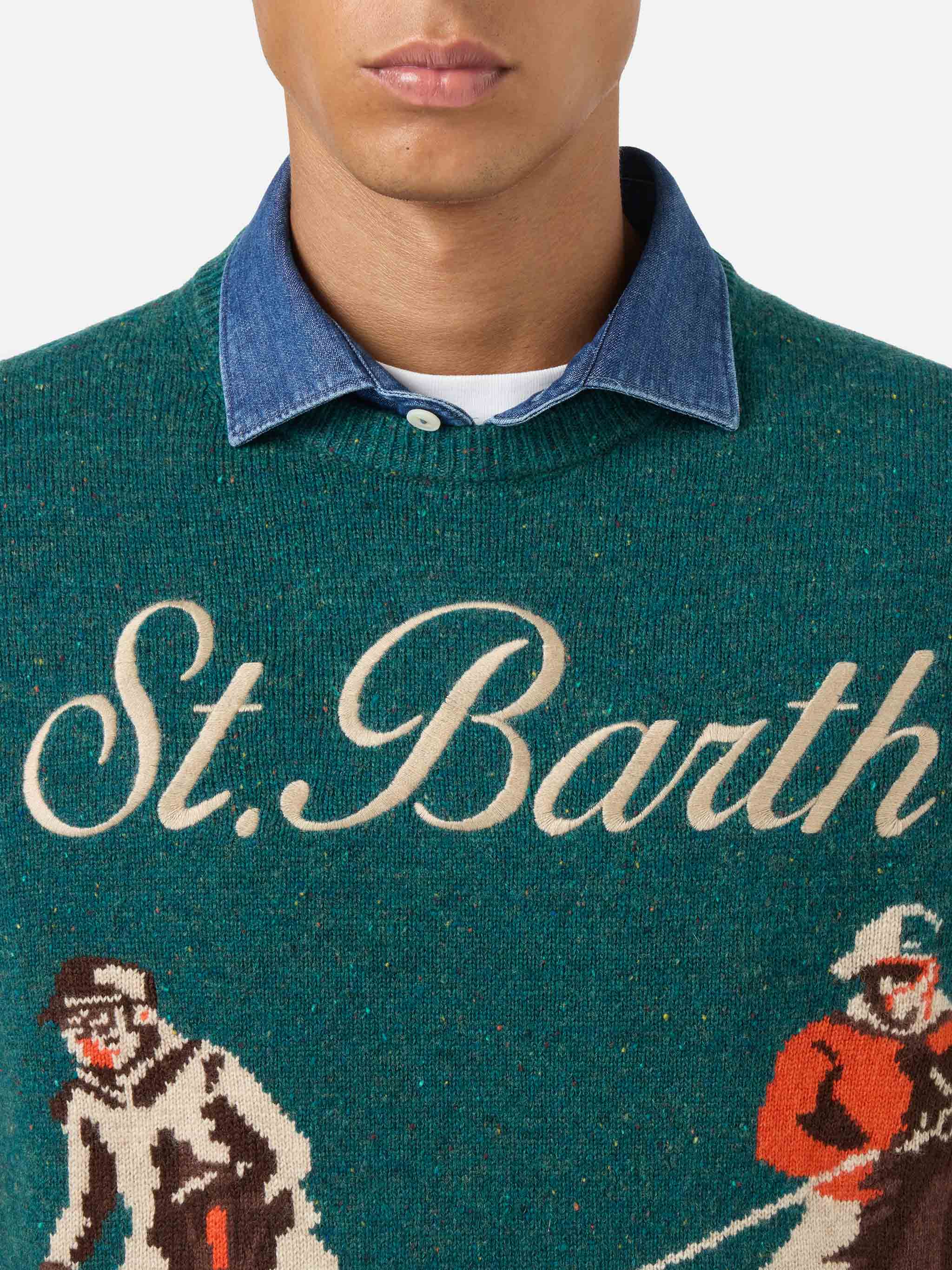 mc2-saint-barth-maglione-uomo-girocollo-donegal-grigio-jacquard-polo image 2