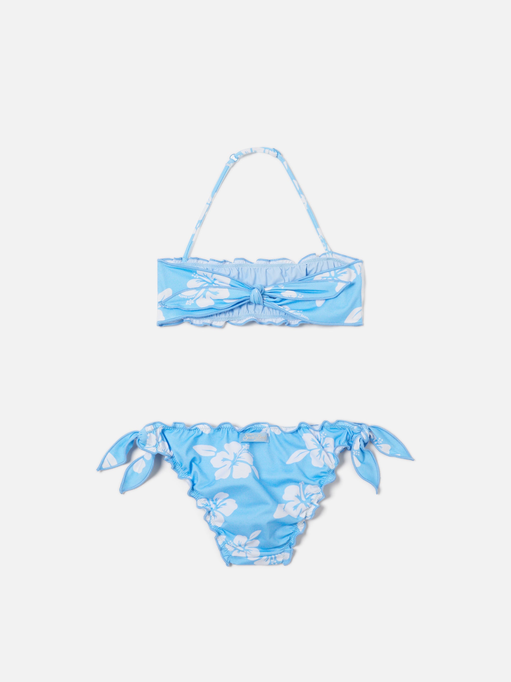 mc2-saint-barth-bikini-bambina-emy-a-fascia-azzurro-stampa-ibisco image 2
