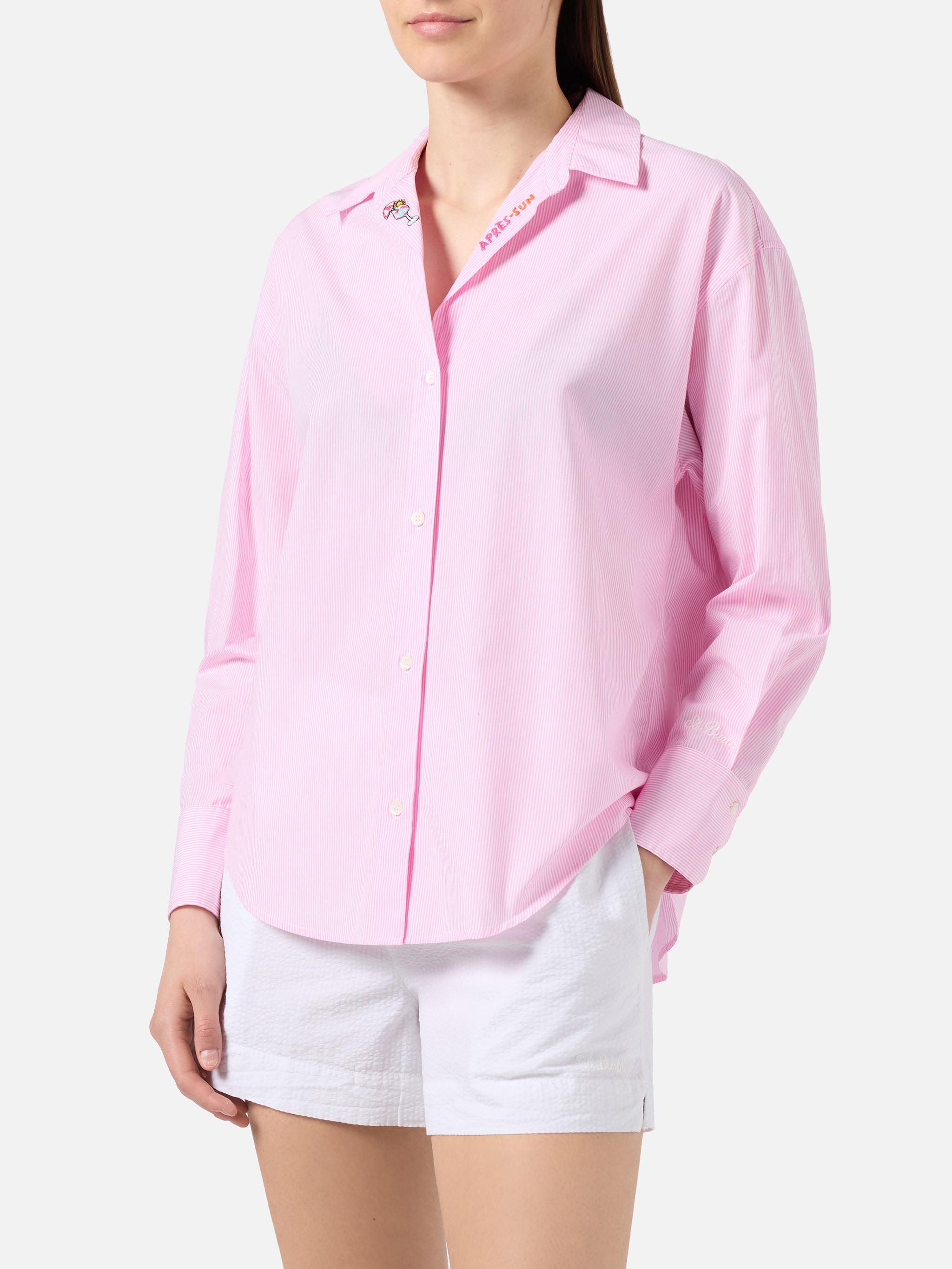 mc2-saint-barth-camicia-cristal-in-popeline-di-cotone-a-righe-rosa-con-ricami-do image 1