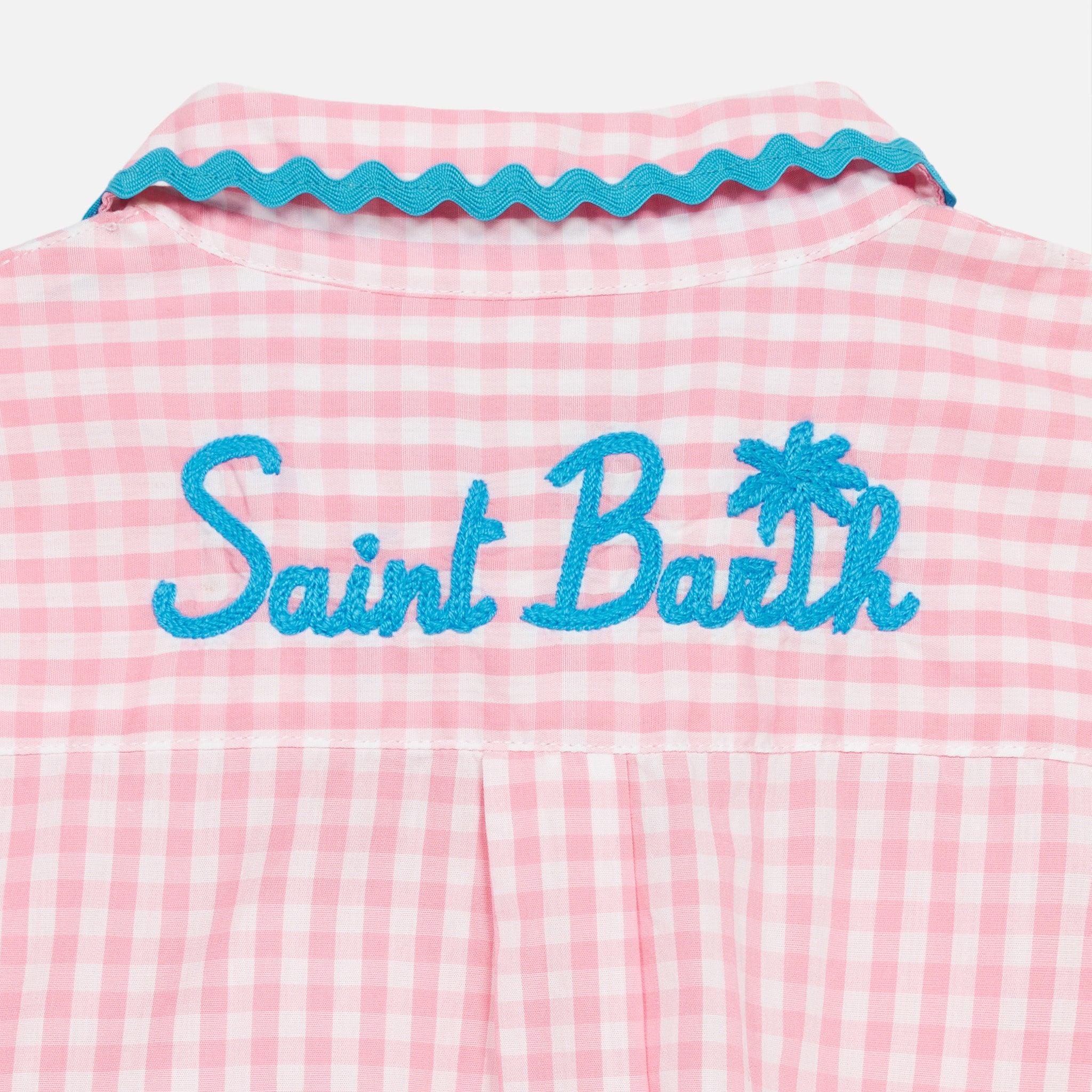 mc2-saint-barth-camicia-bambina-vichy-bianco-rosa-100-cotone-con-logo-ricamato image 3